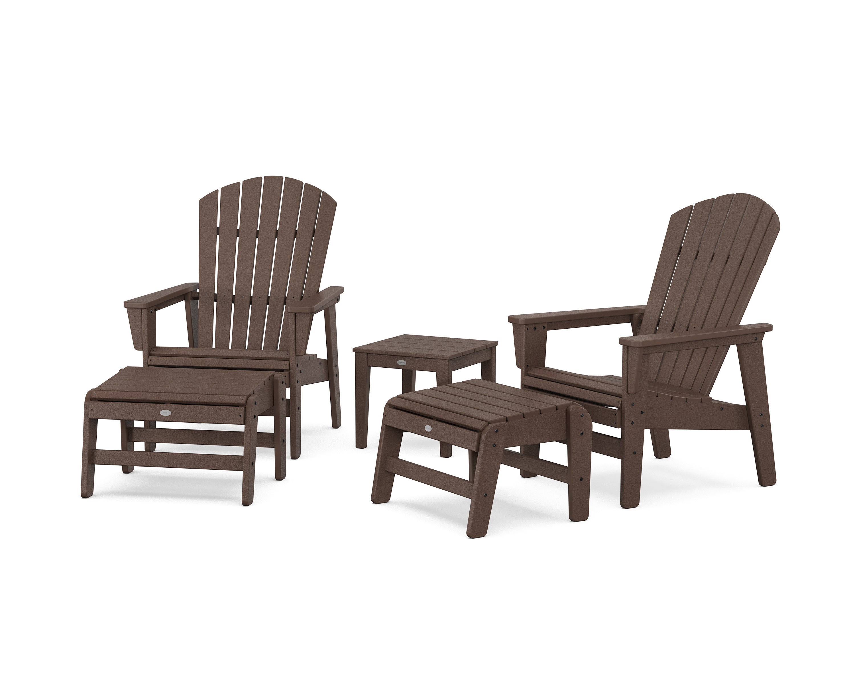 5-Piece Nautical Grand Upright Adirondack Set with Ottomans and Side Table