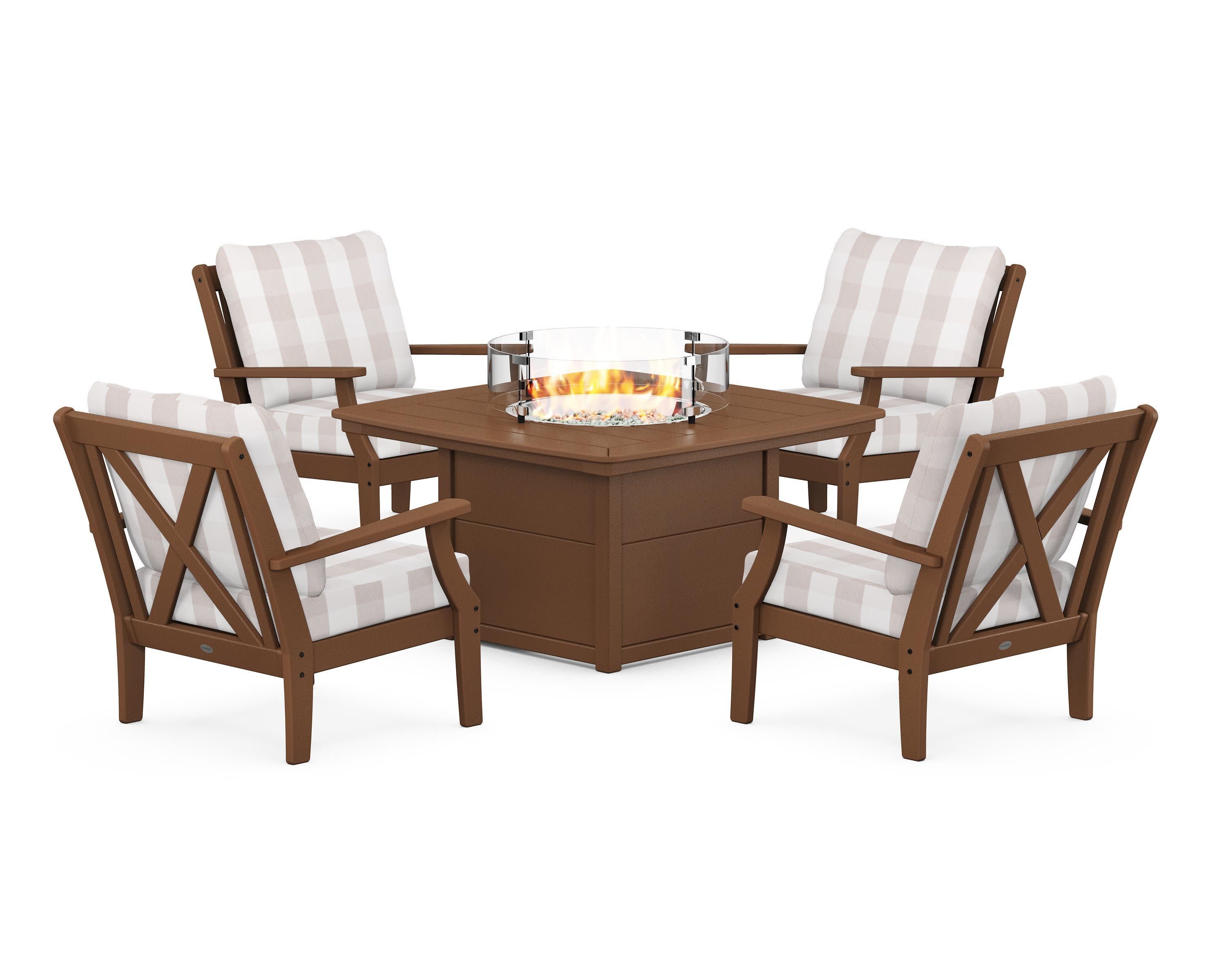 Braxton 5-Piece Deep Seating Conversation Set with Fire Pit Table