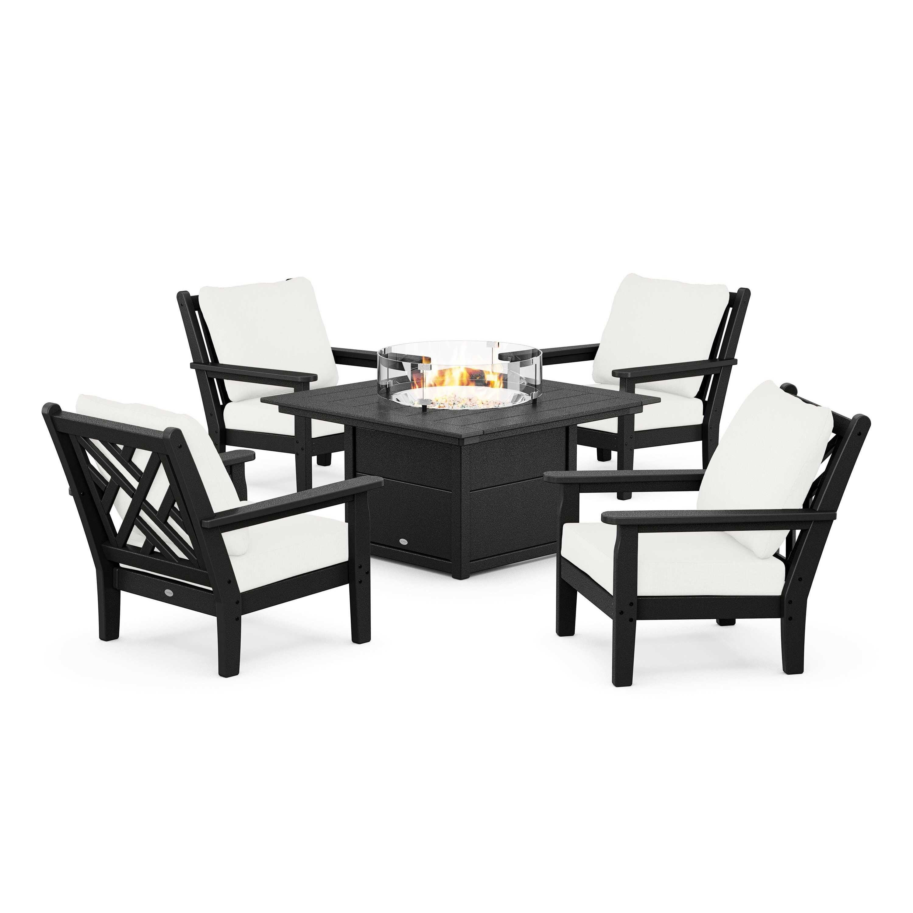 Chippendale 5-Piece Deep Seating Set with Fire Pit Table