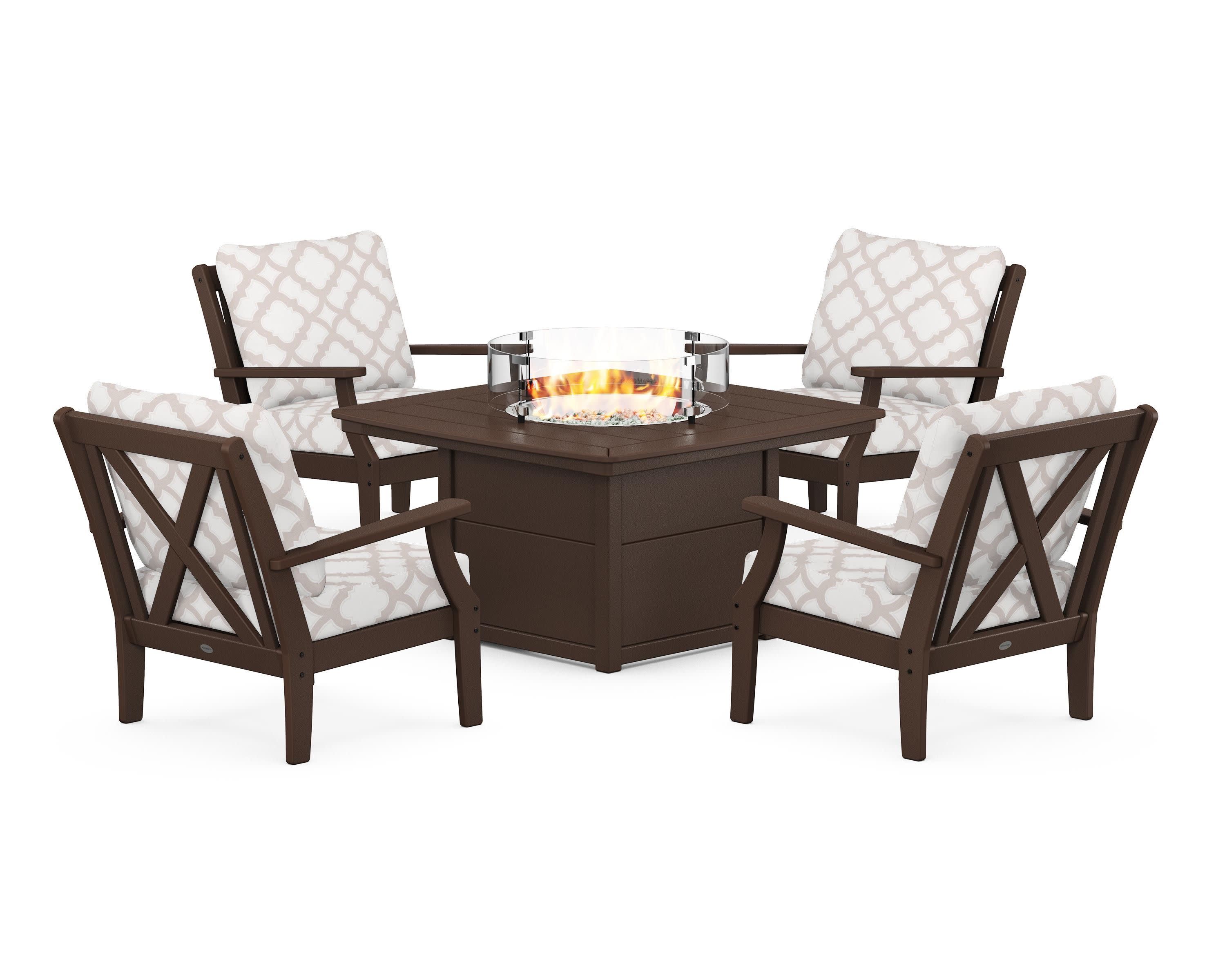 Braxton 5-Piece Deep Seating Conversation Set with Fire Pit Table