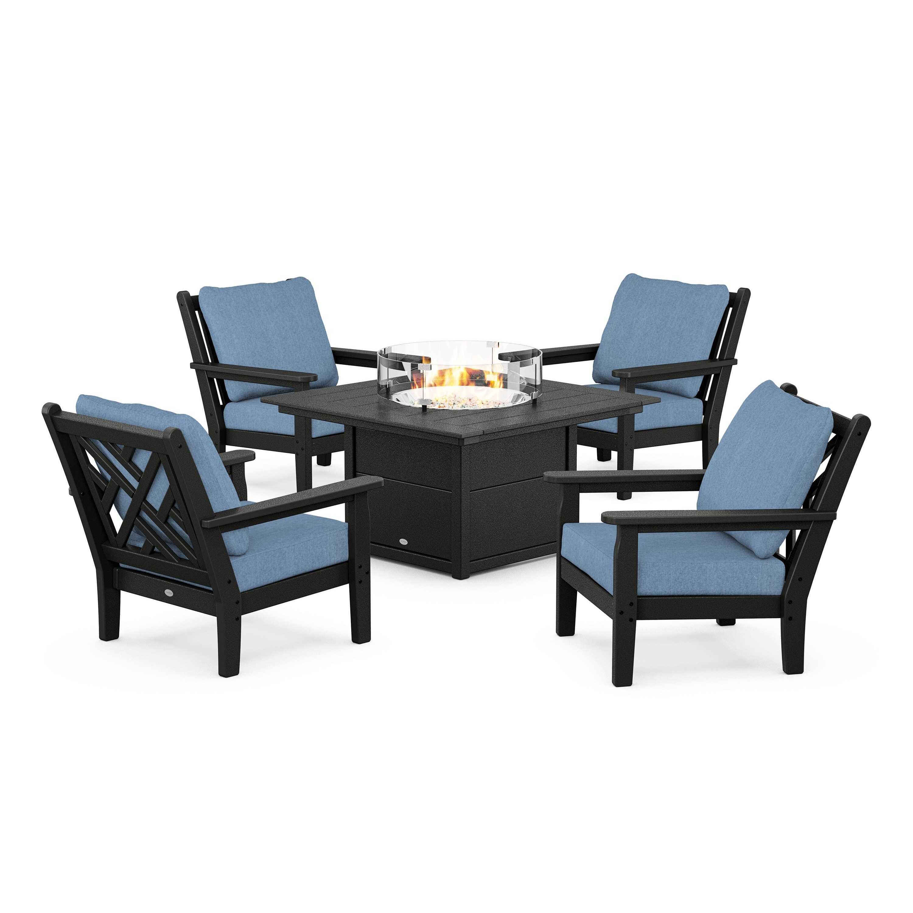 Chippendale 5-Piece Deep Seating Set with Fire Pit Table