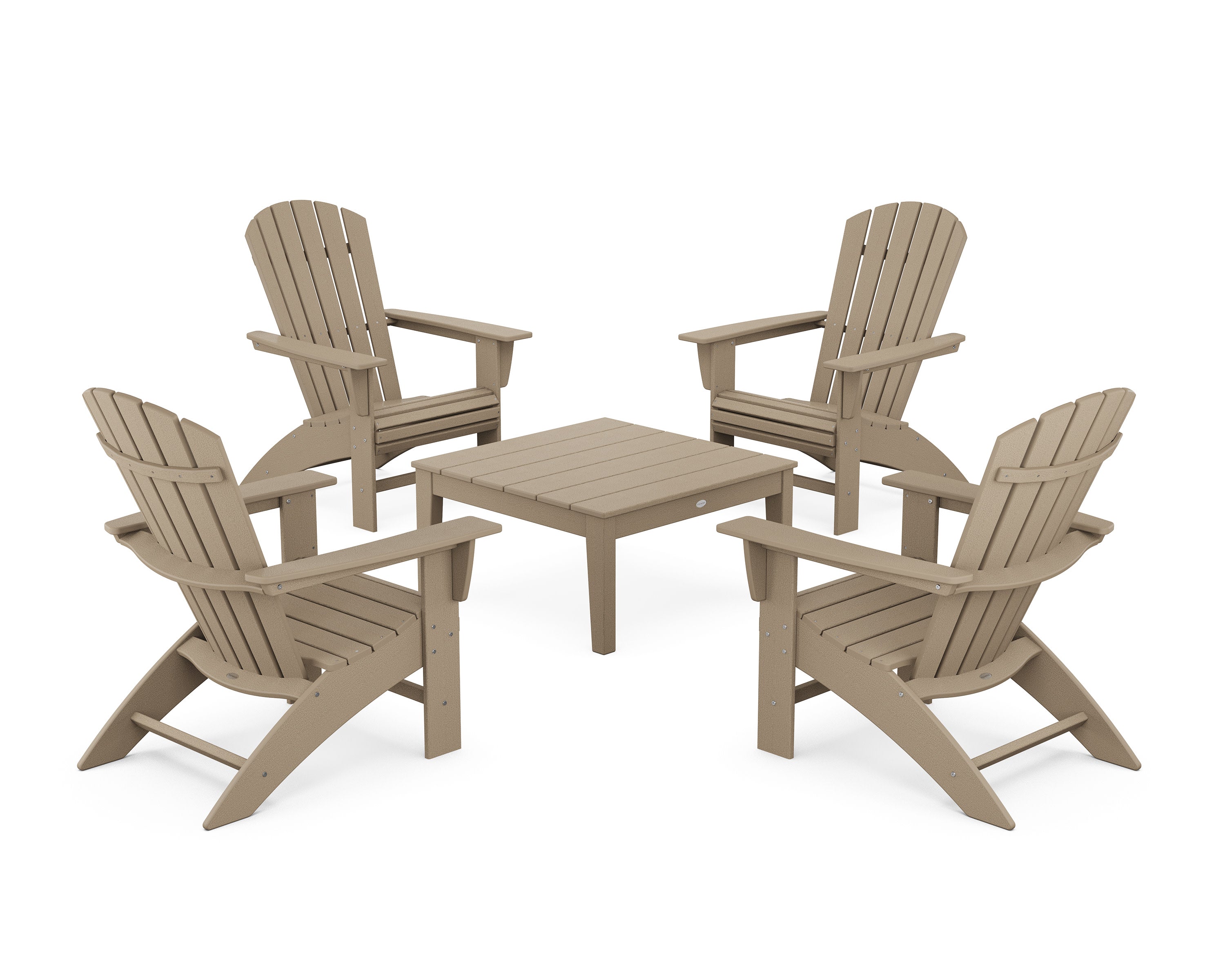 5-Piece Nautical Curveback Adirondack Chair Conversation Set with 36" Conversation Table