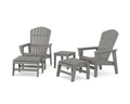 5-Piece Nautical Grand Upright Adirondack Set with Ottomans and Side Table