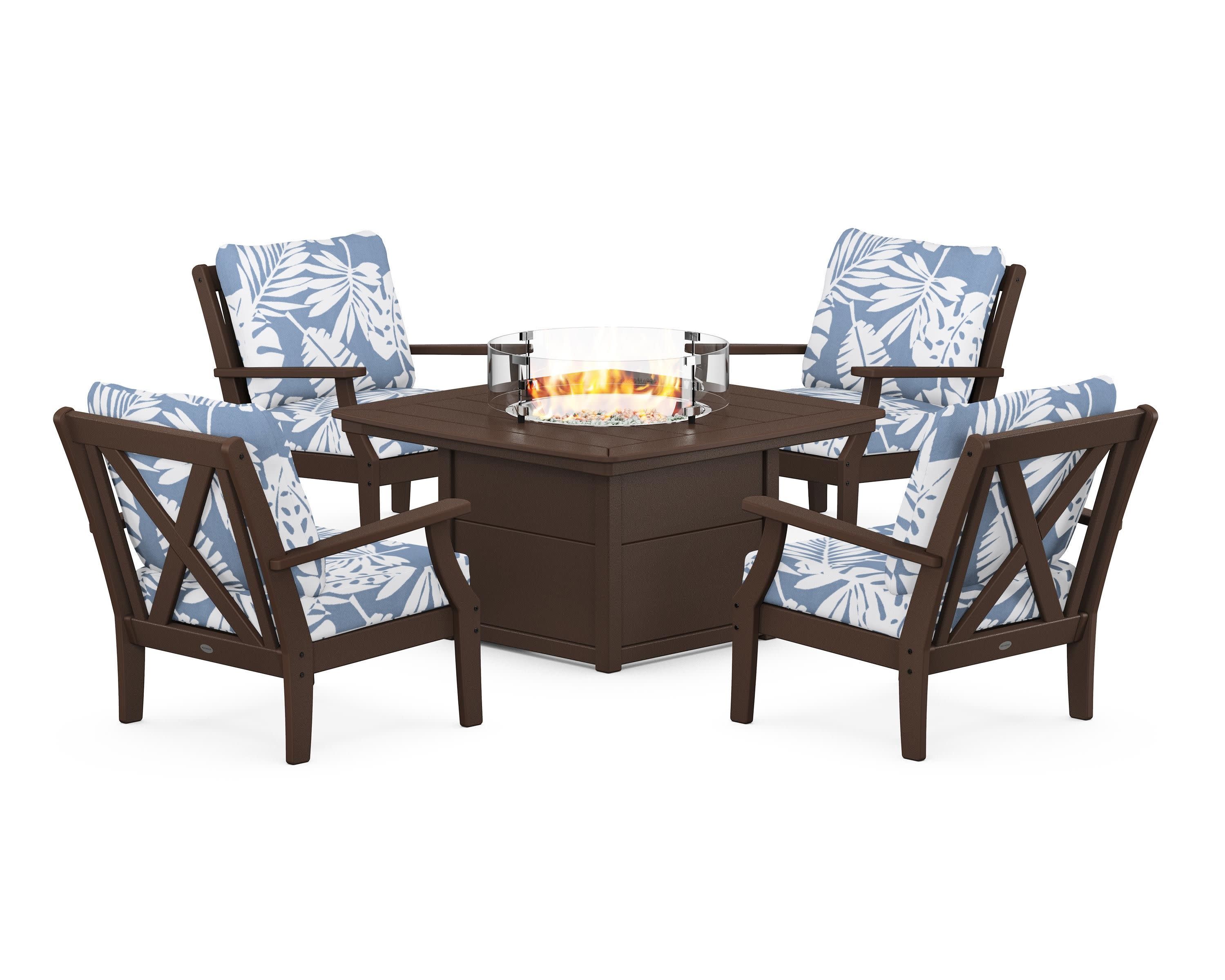 Braxton 5-Piece Deep Seating Conversation Set with Fire Pit Table