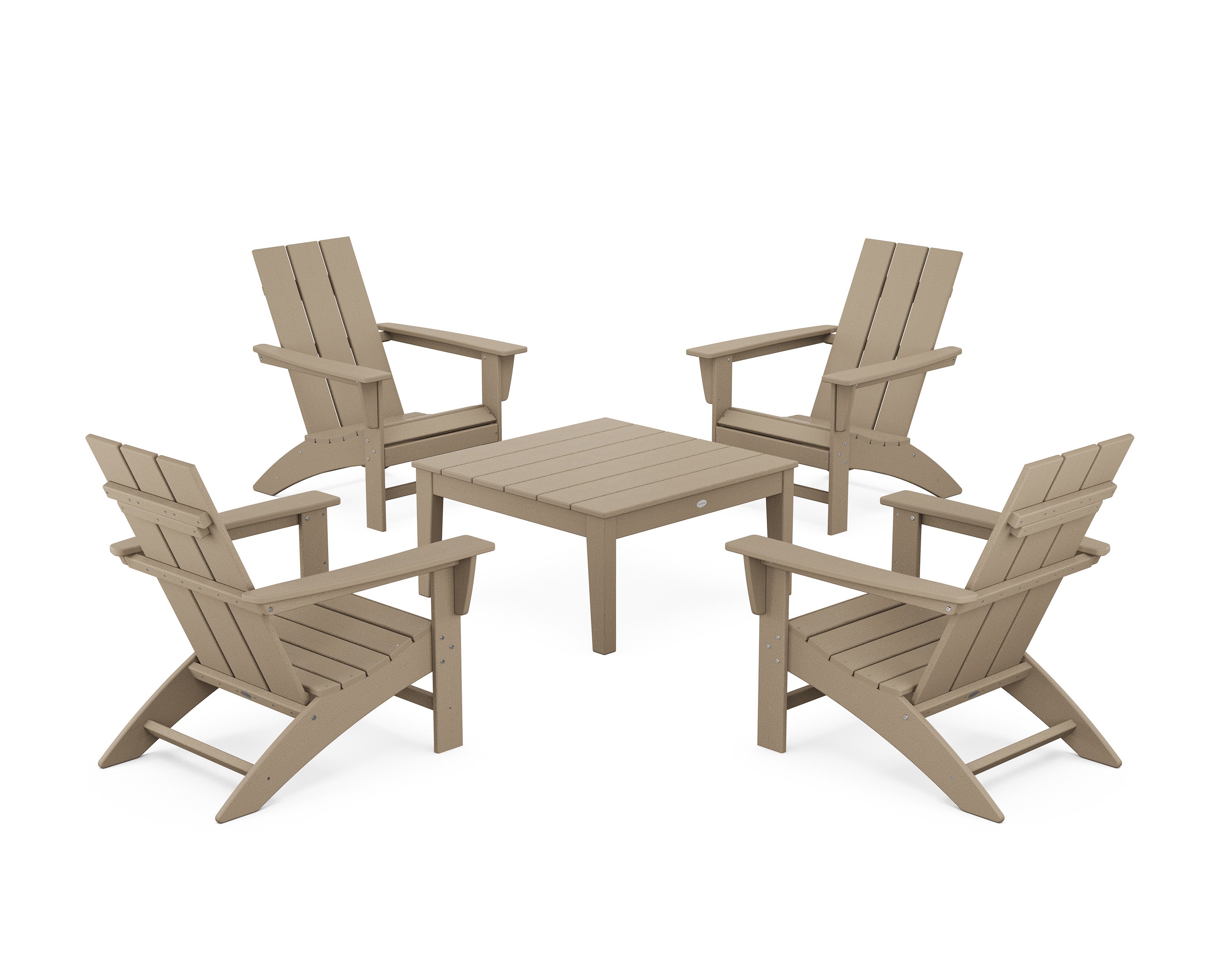 5-Piece Modern Adirondack Chair Conversation Set with 36" Conversation Table