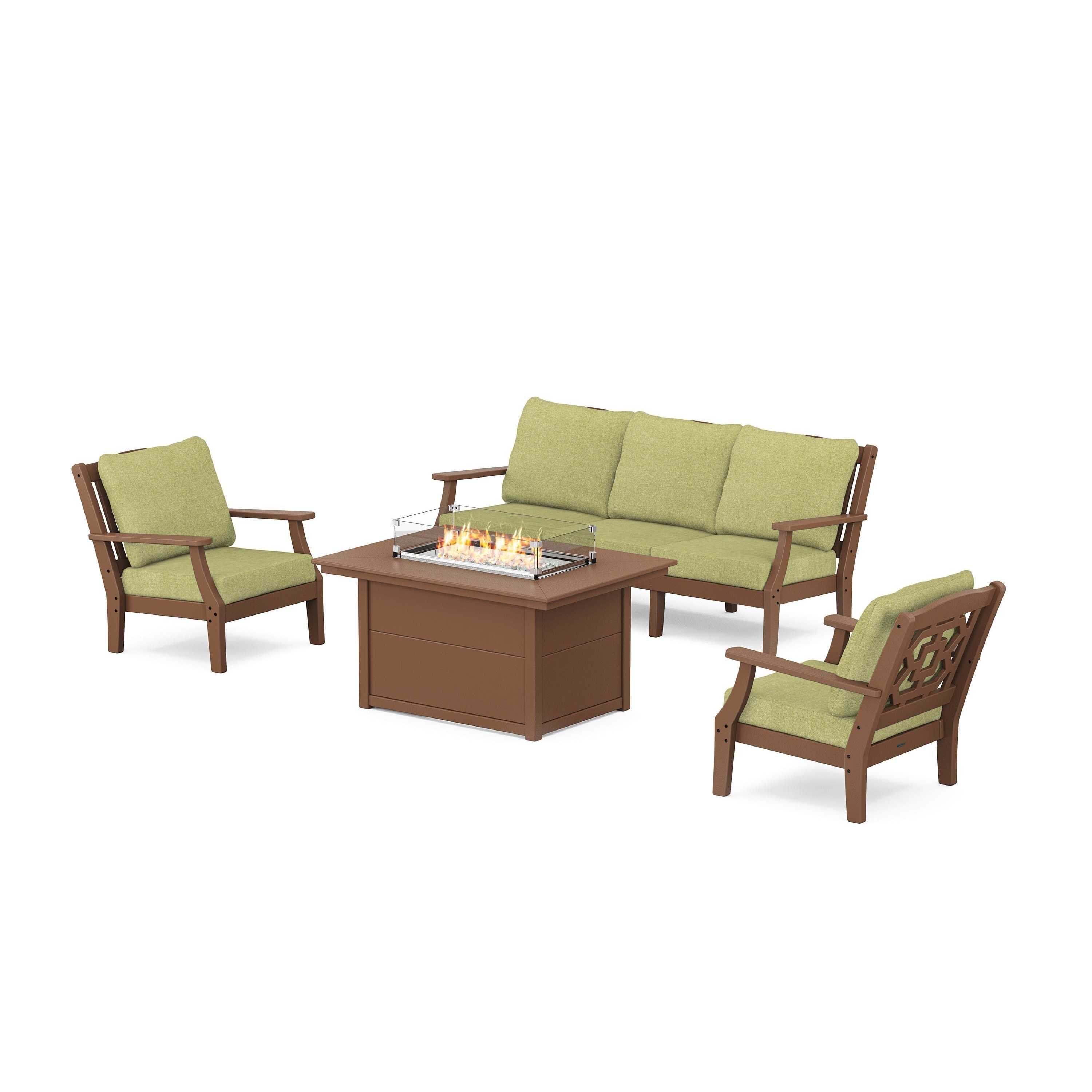 Chinoiserie Deep Seating Fire Pit Table Set
