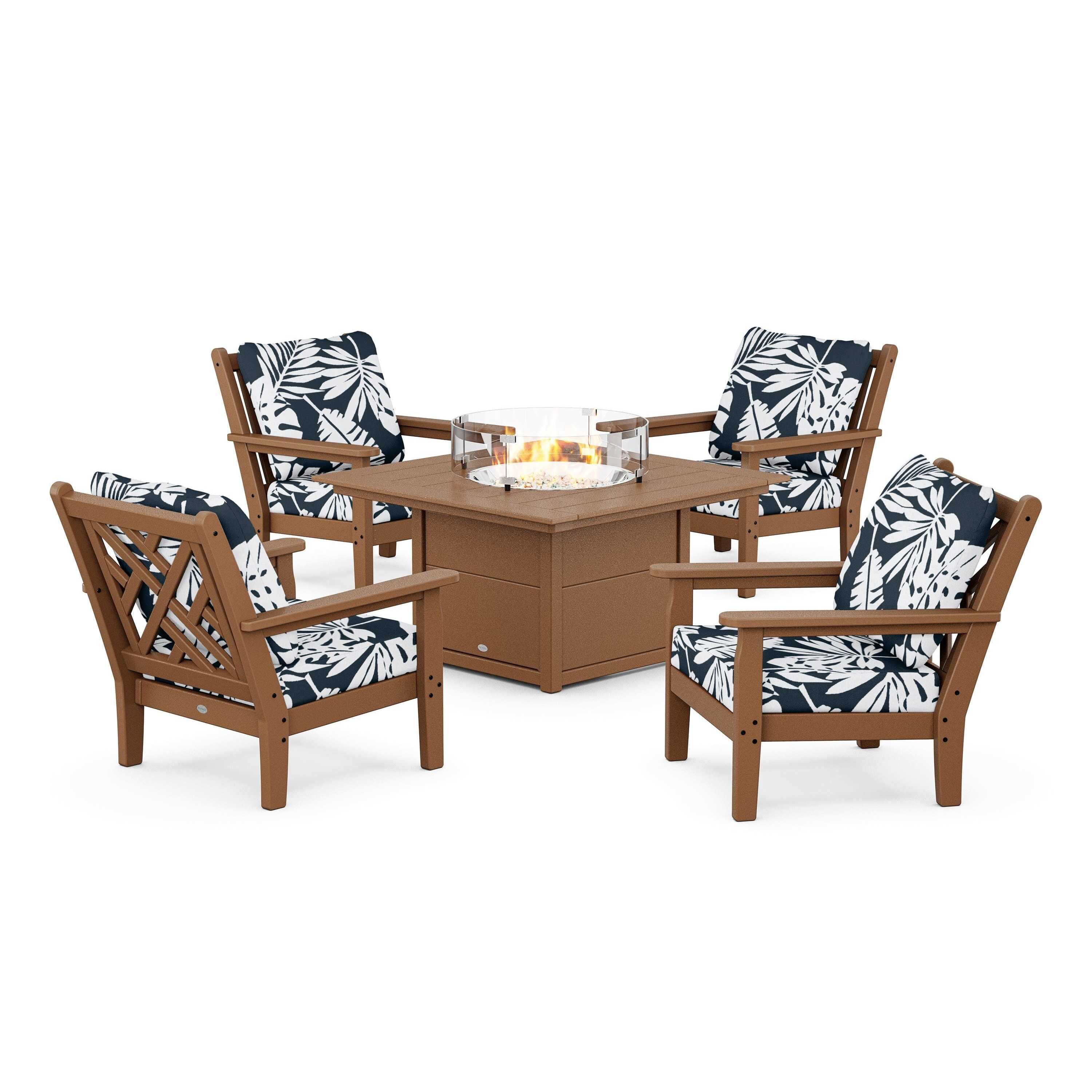Chippendale 5-Piece Deep Seating Set with Fire Pit Table