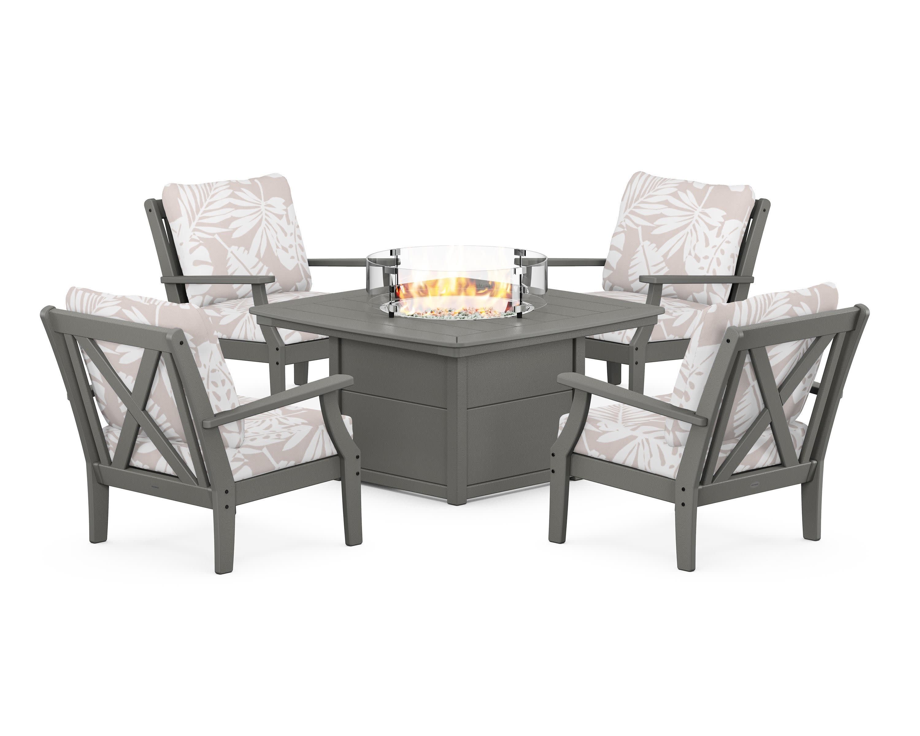 Braxton 5-Piece Deep Seating Conversation Set with Fire Pit Table
