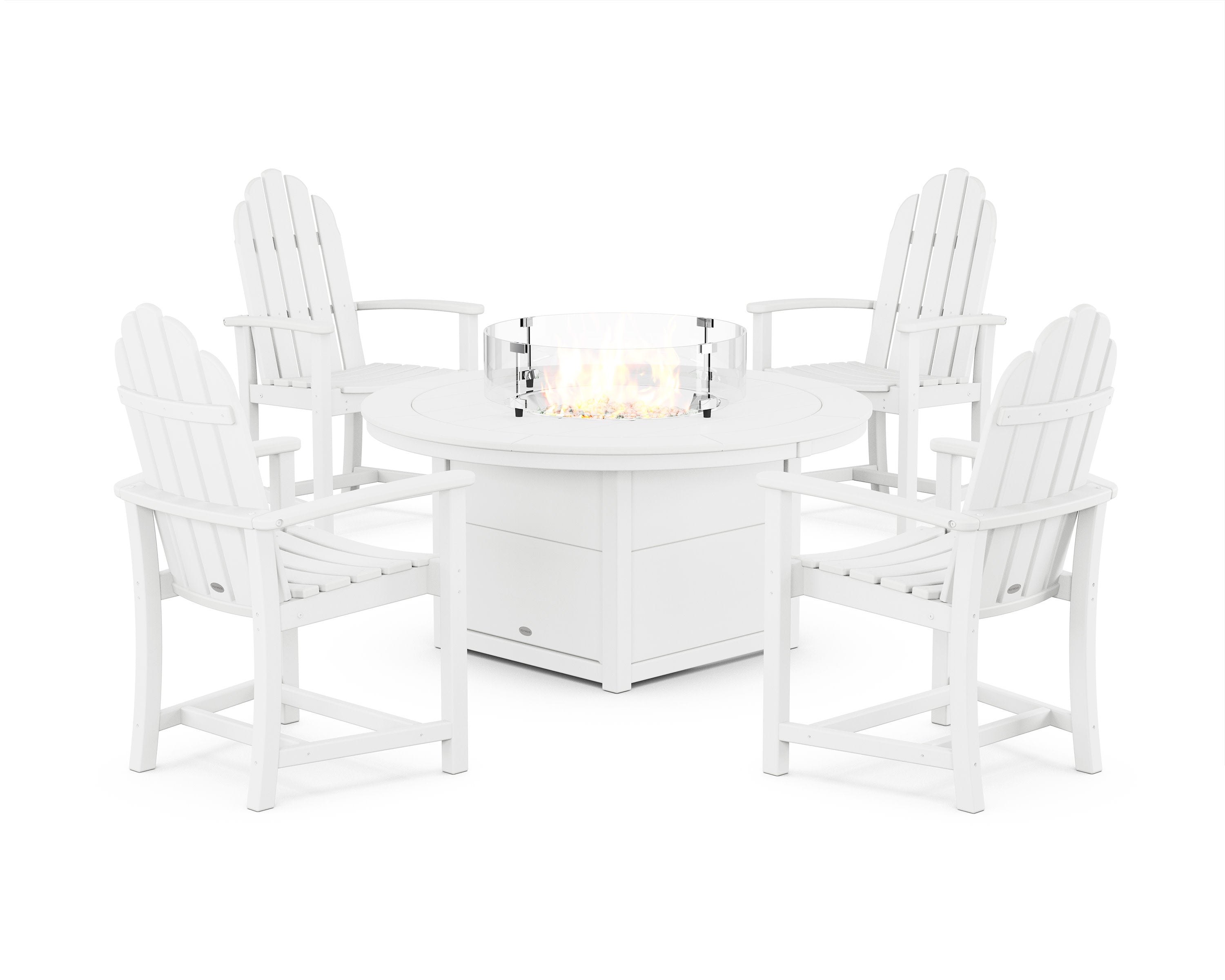 Classic 4-Piece Upright Adirondack Conversation Set with Fire Pit Table