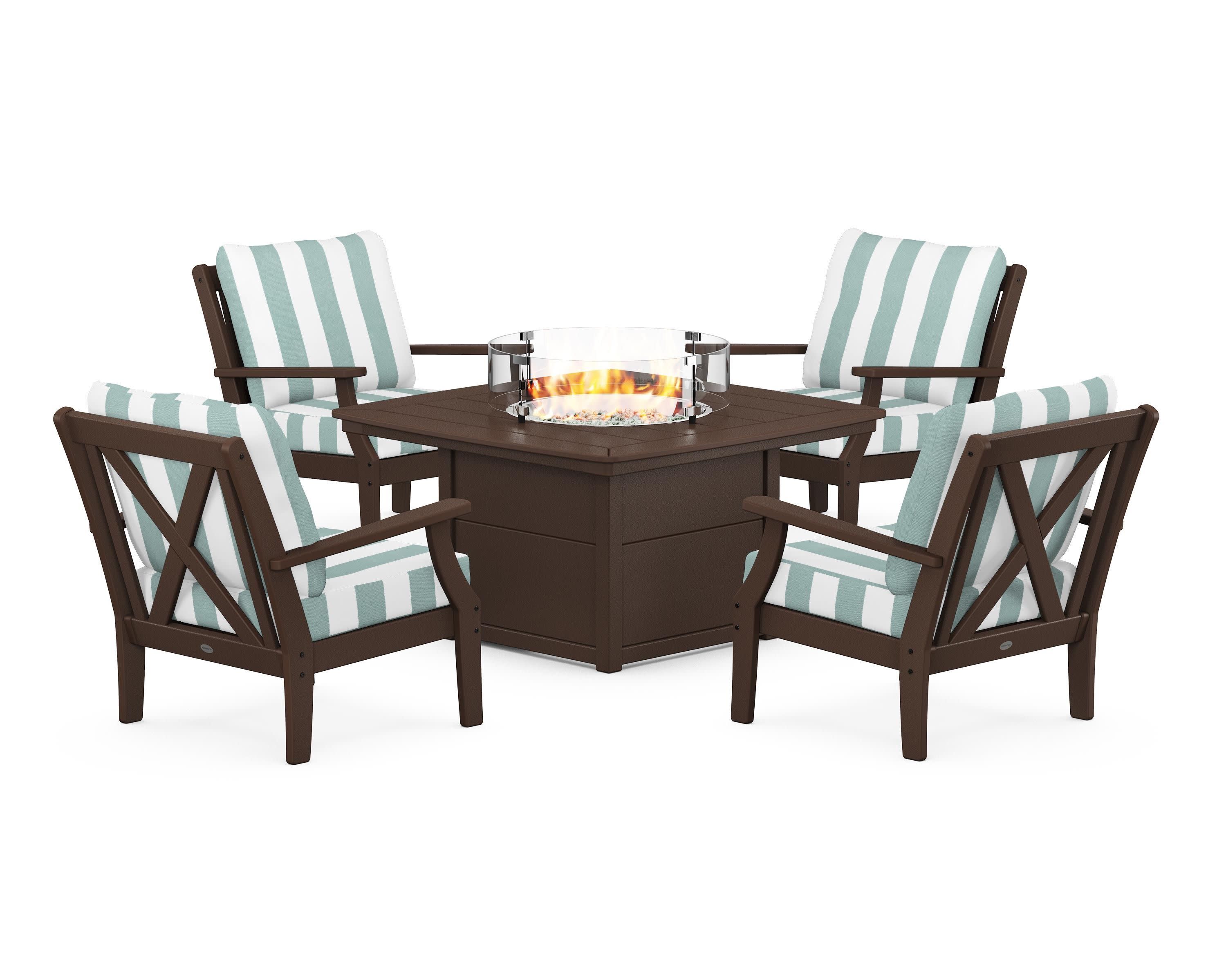 Braxton 5-Piece Deep Seating Conversation Set with Fire Pit Table