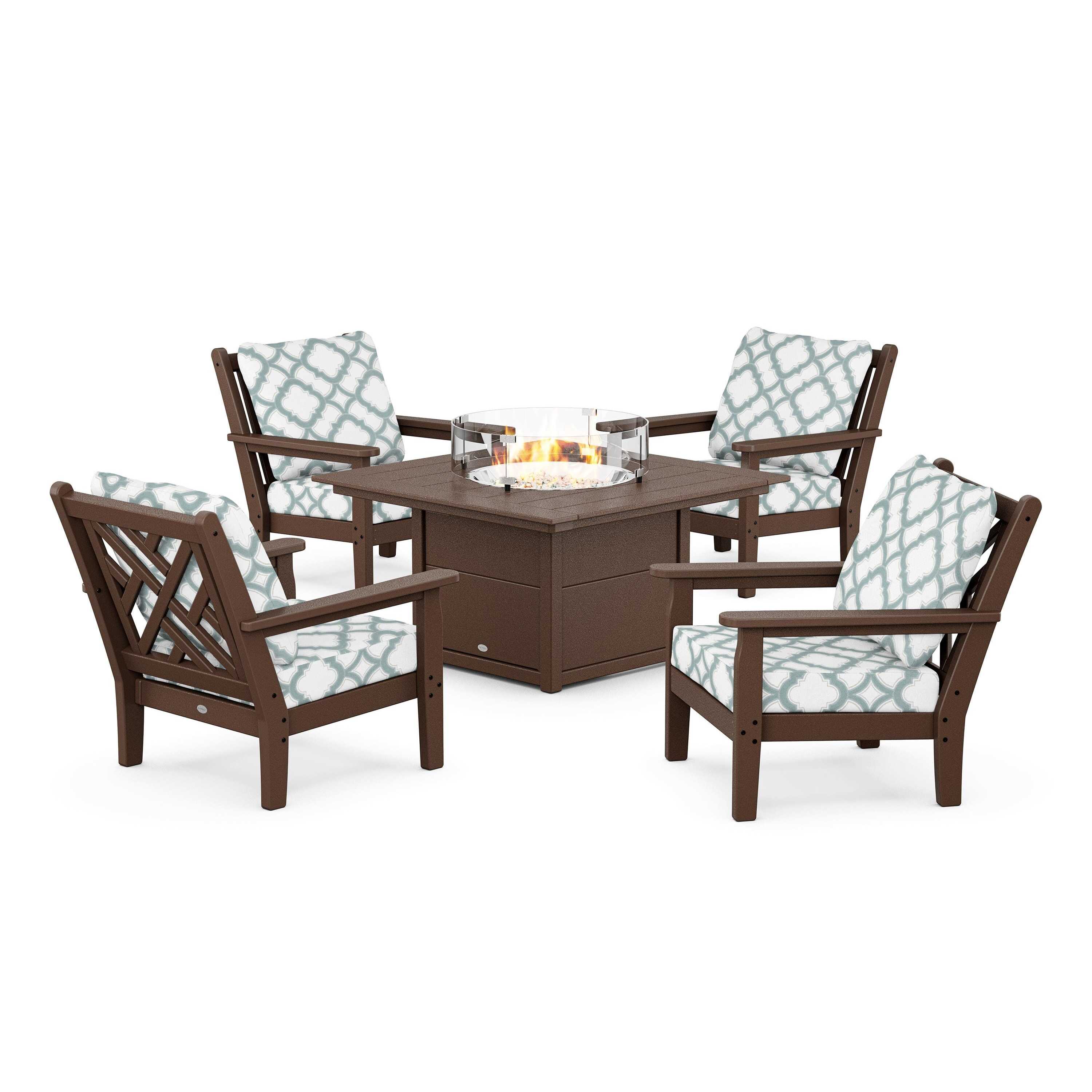 Chippendale 5-Piece Deep Seating Set with Fire Pit Table
