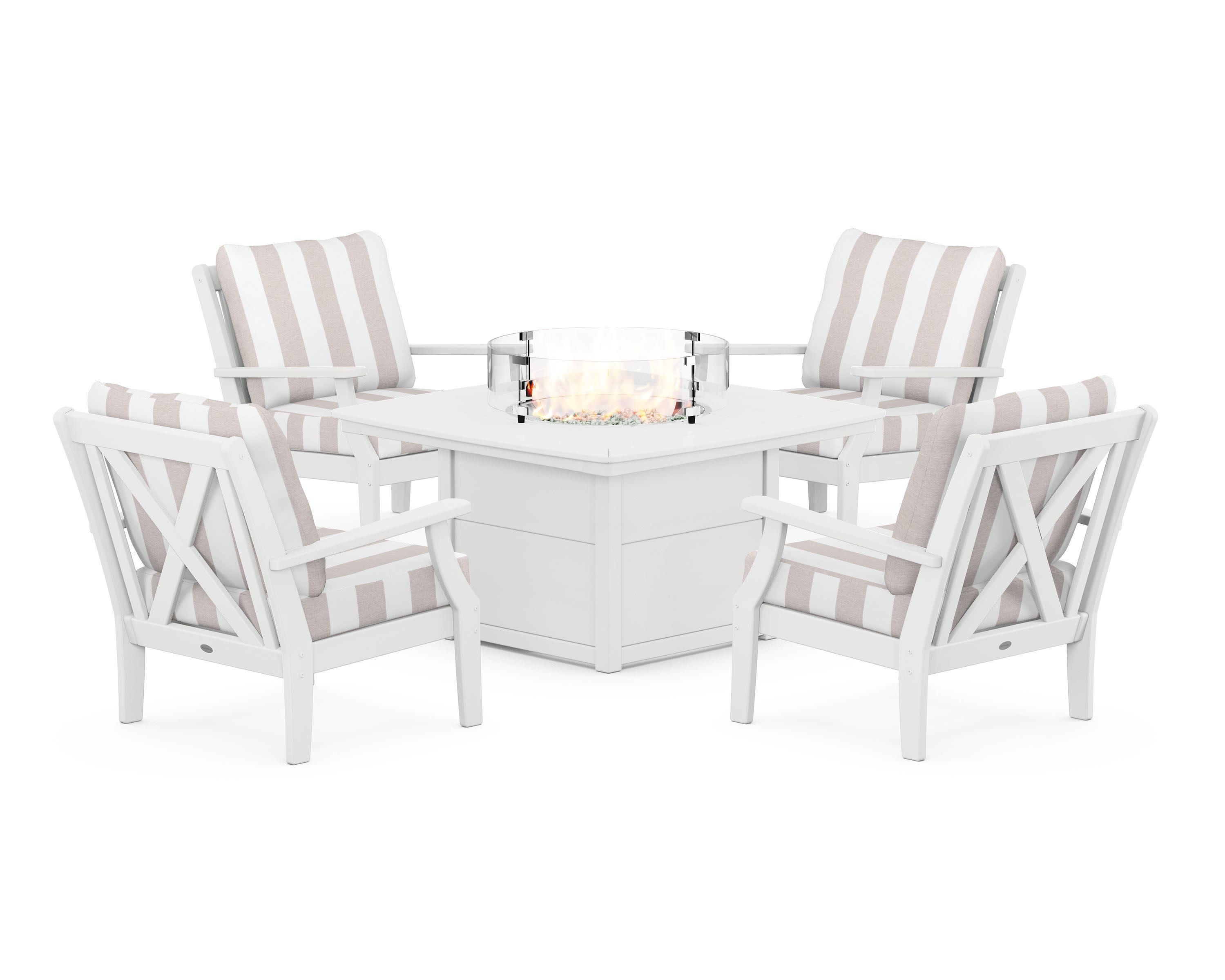 Braxton 5-Piece Deep Seating Conversation Set with Fire Pit Table