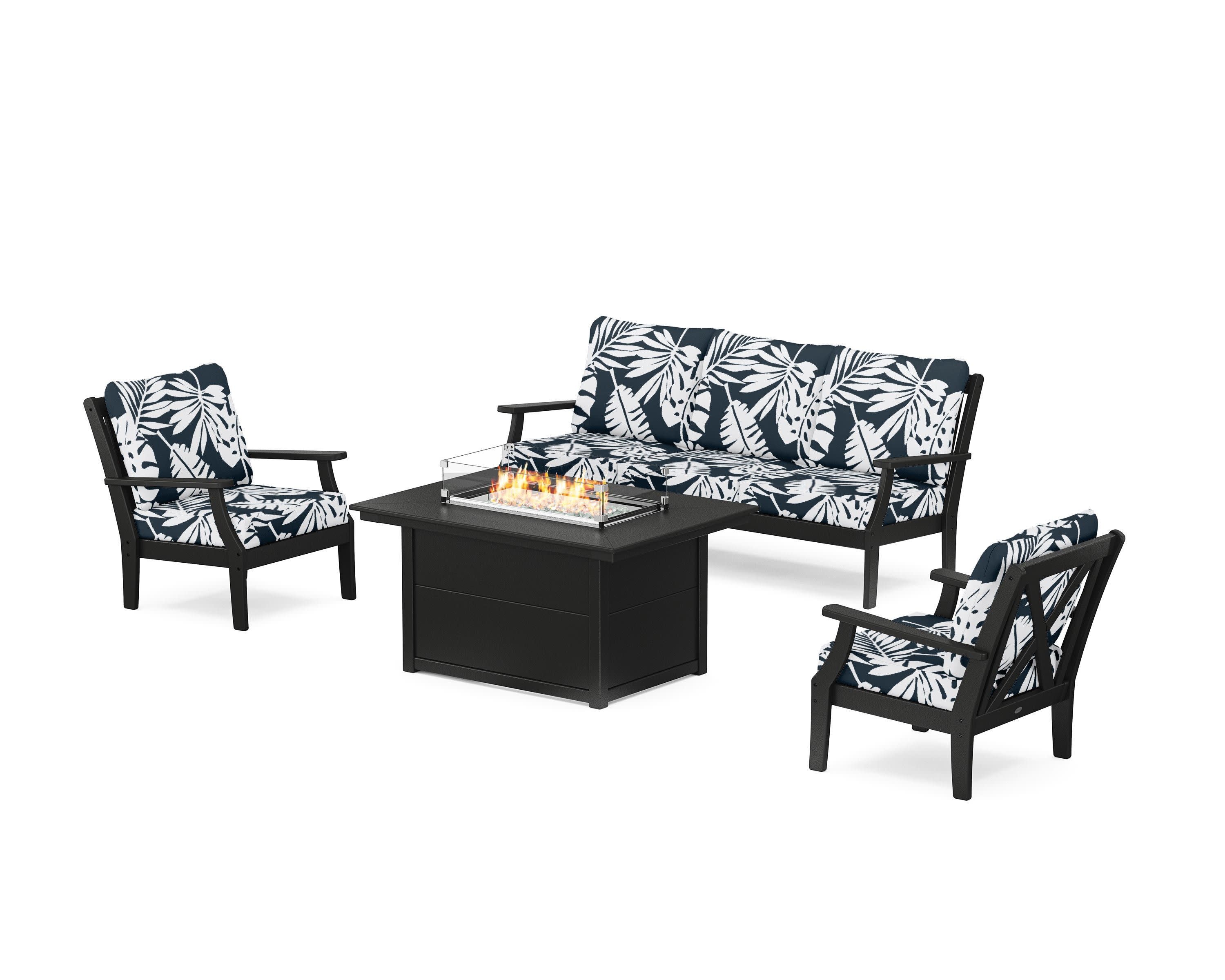 Braxton Deep Seating Fire Pit Table Set