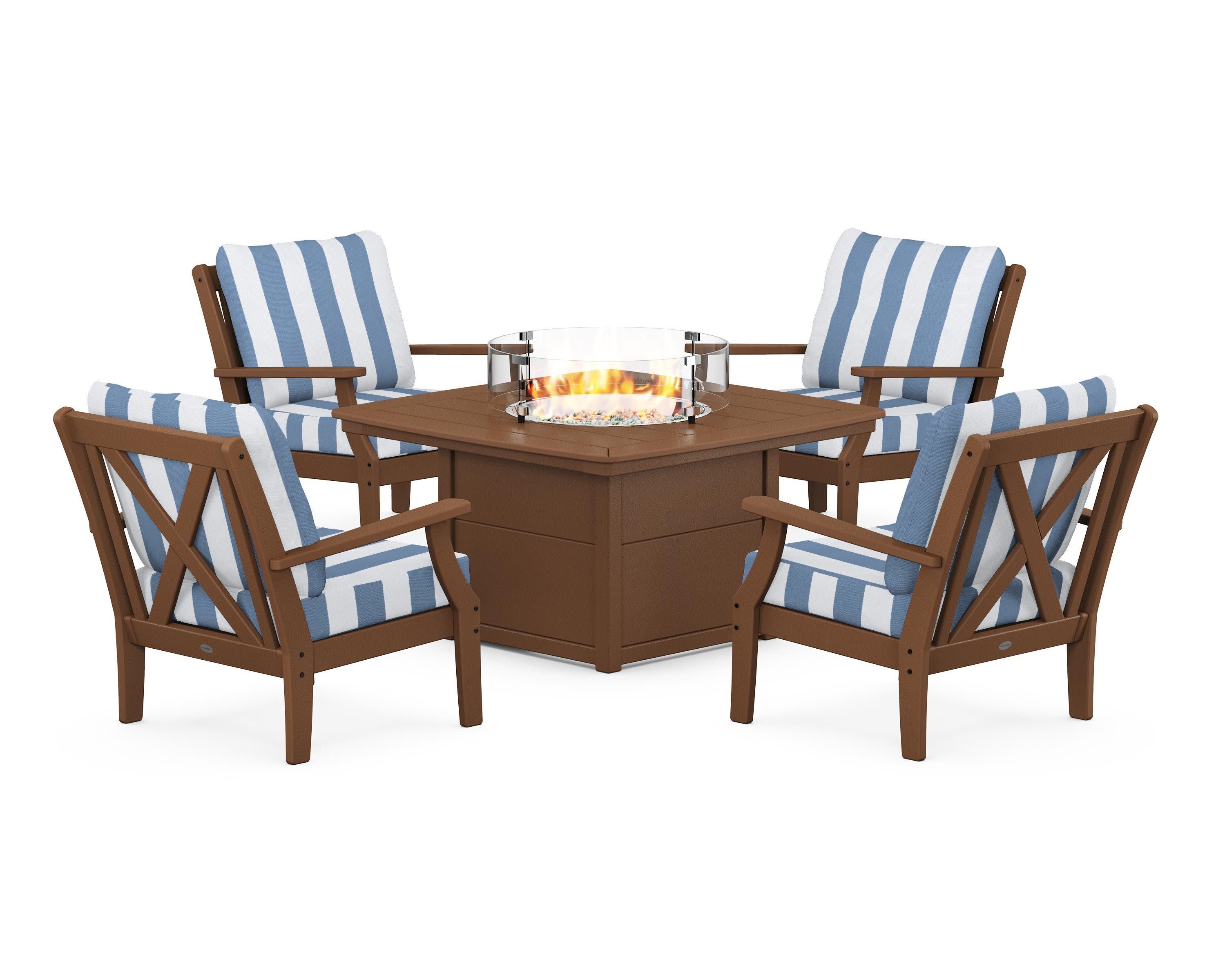Braxton 5-Piece Deep Seating Conversation Set with Fire Pit Table