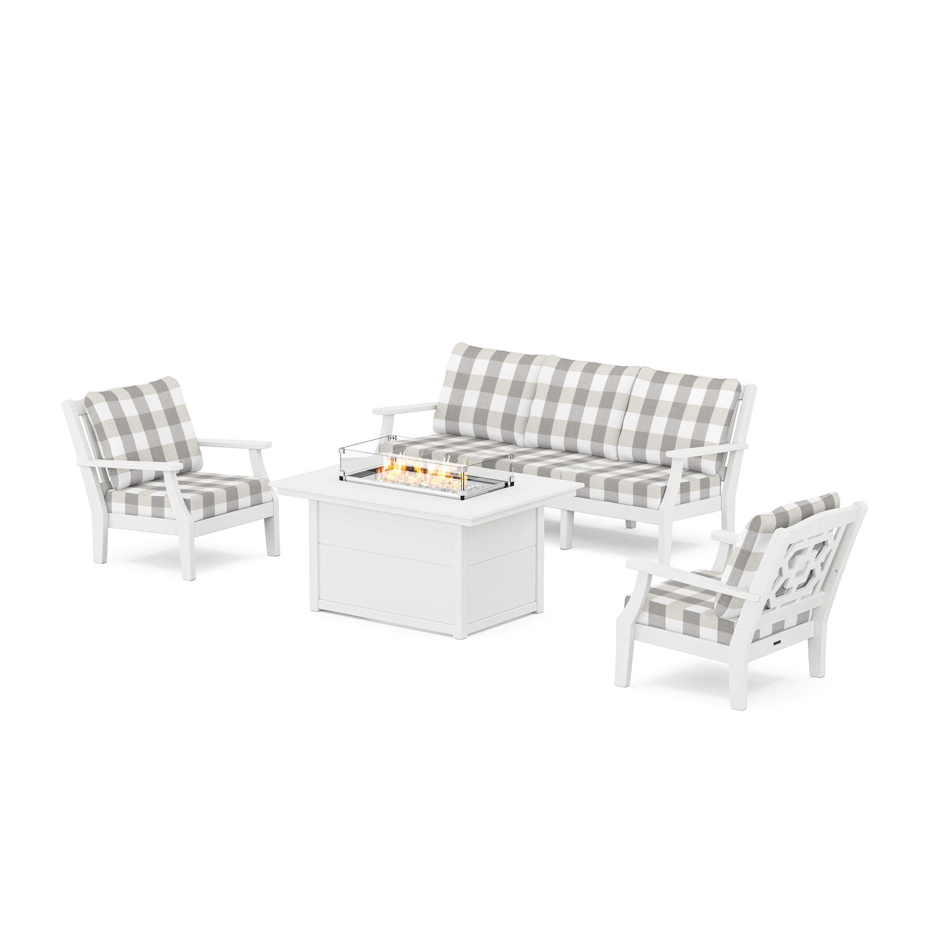 Chinoiserie Deep Seating Fire Pit Table Set