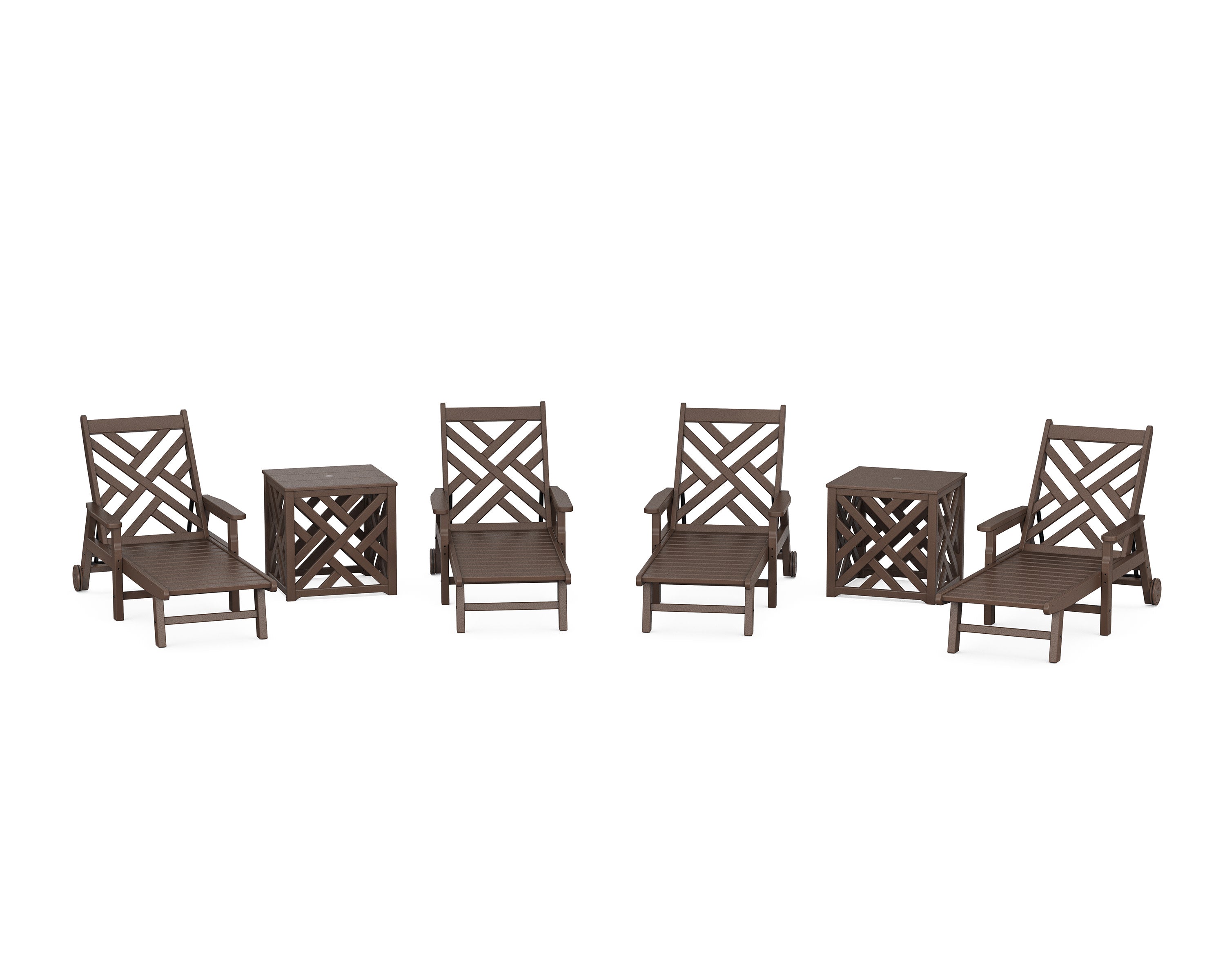 Chippendale 6-Piece Chaise Set with Umbrella Stand Accent Table
