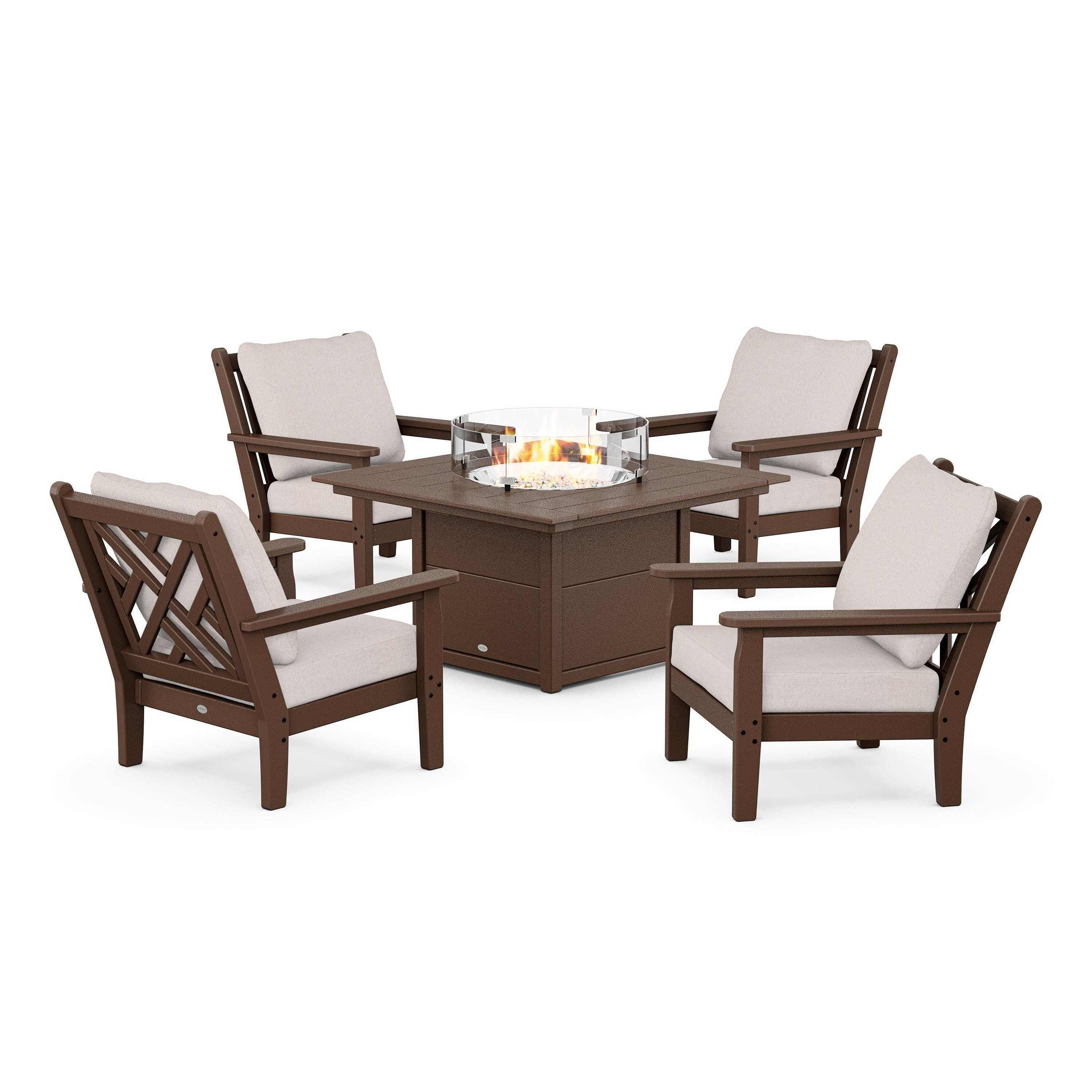 Chippendale 5-Piece Deep Seating Set with Fire Pit Table