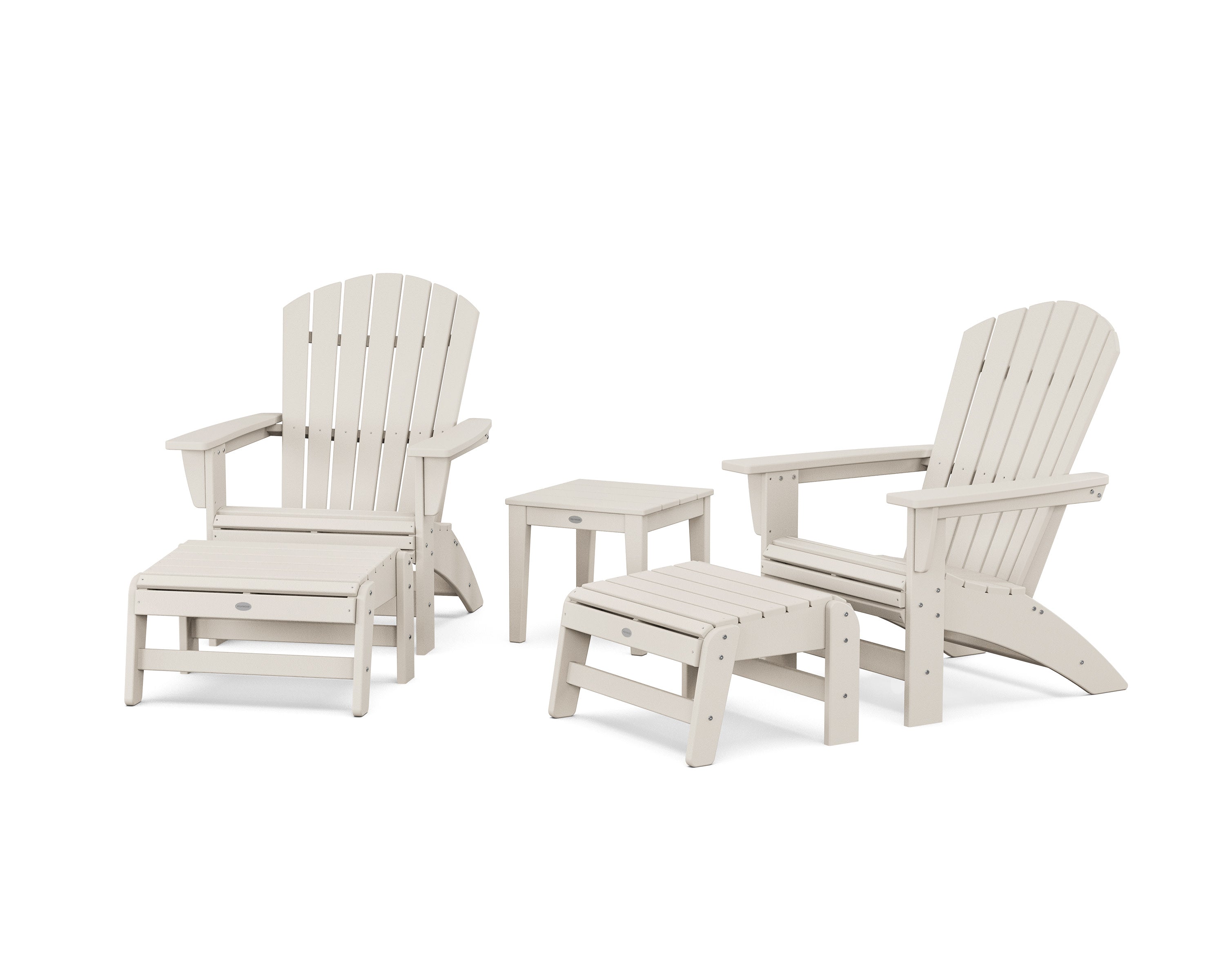 5-Piece Nautical Grand Adirondack Set with Ottomans and Side Table