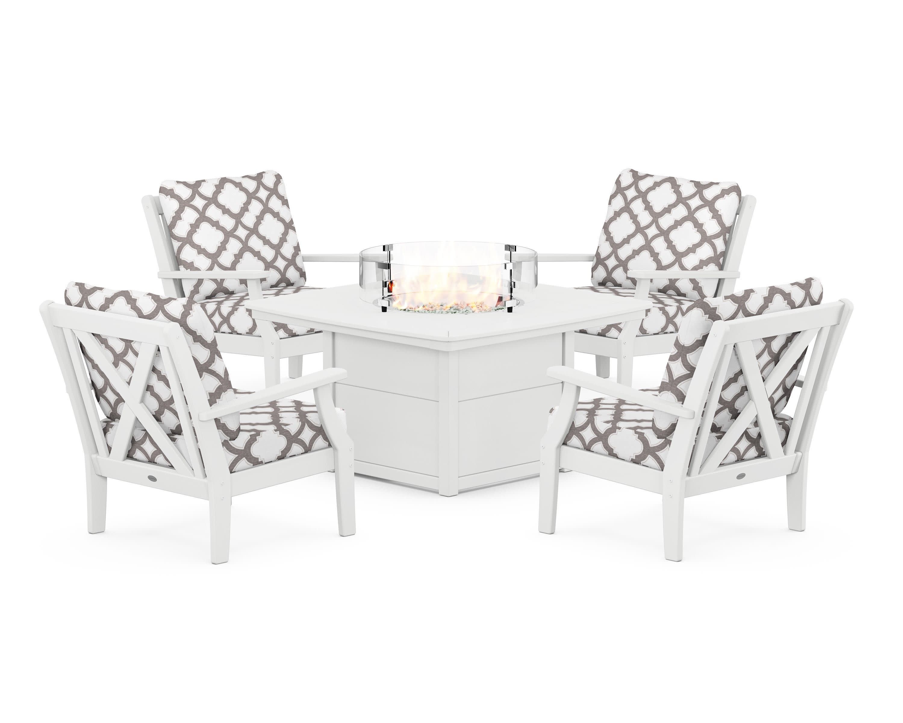 Braxton 5-Piece Deep Seating Conversation Set with Fire Pit Table