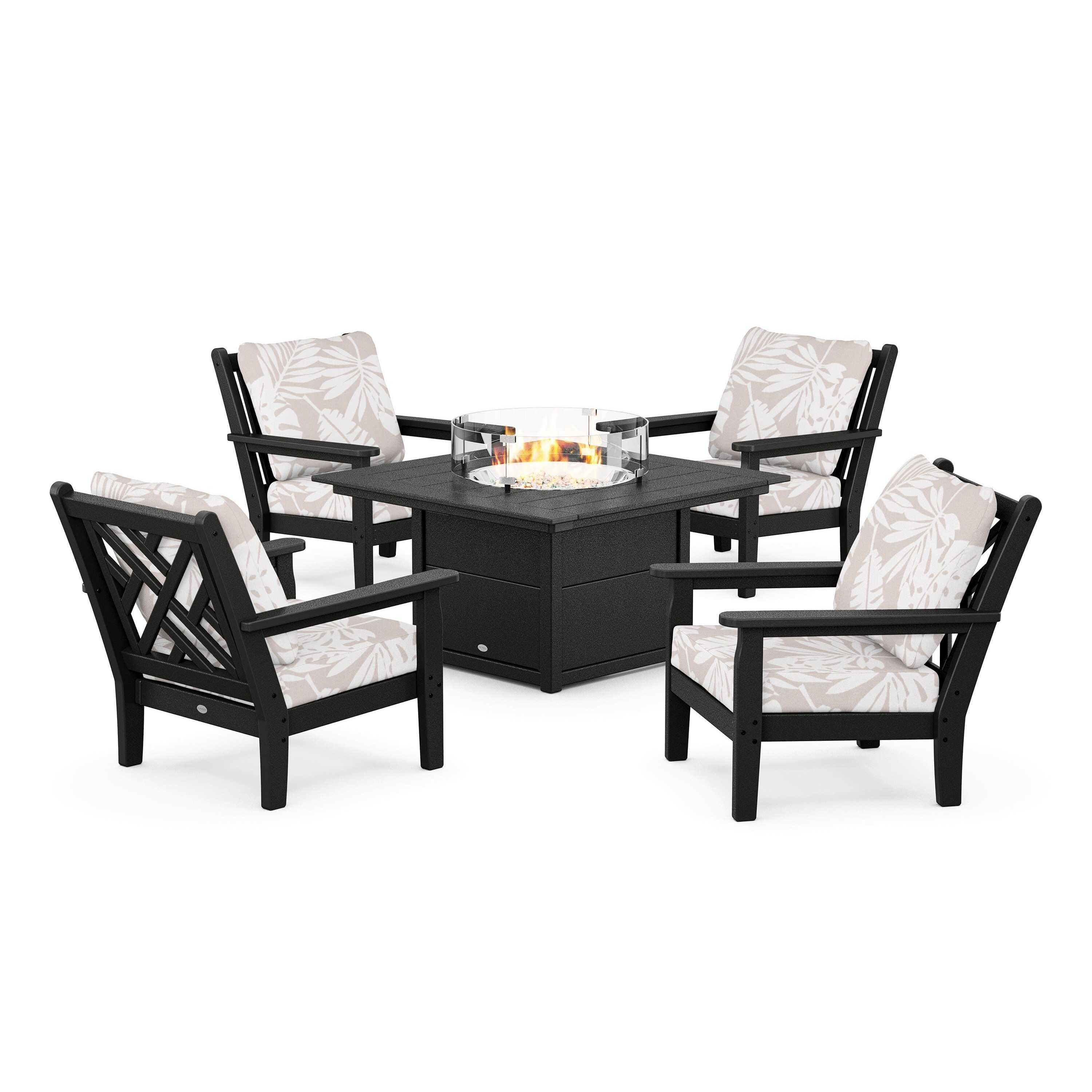 Chippendale 5-Piece Deep Seating Set with Fire Pit Table