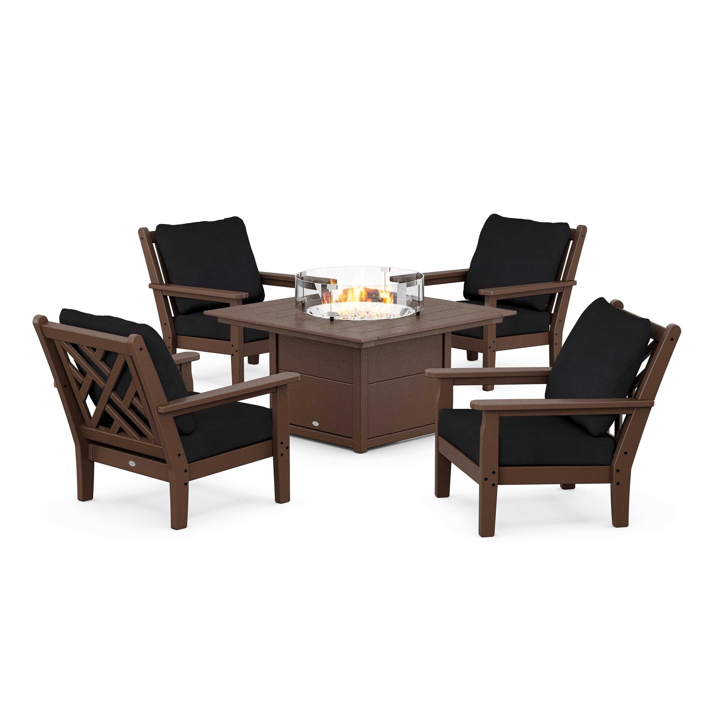 Chippendale 5-Piece Deep Seating Set with Fire Pit Table