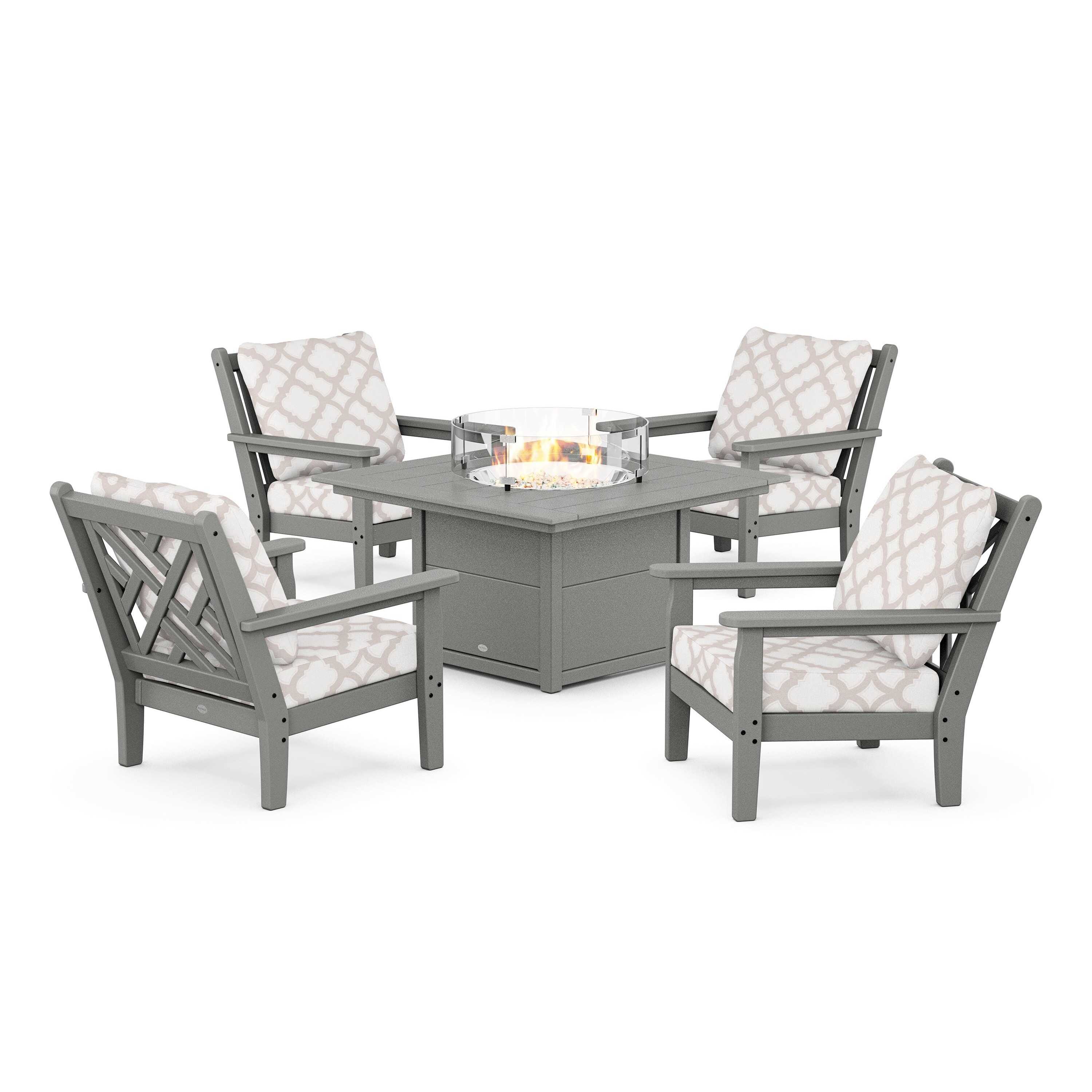 Chippendale 5-Piece Deep Seating Set with Fire Pit Table