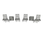 Chippendale 6-Piece Chaise Set with Wheels and Umbrella Stand Accent Table