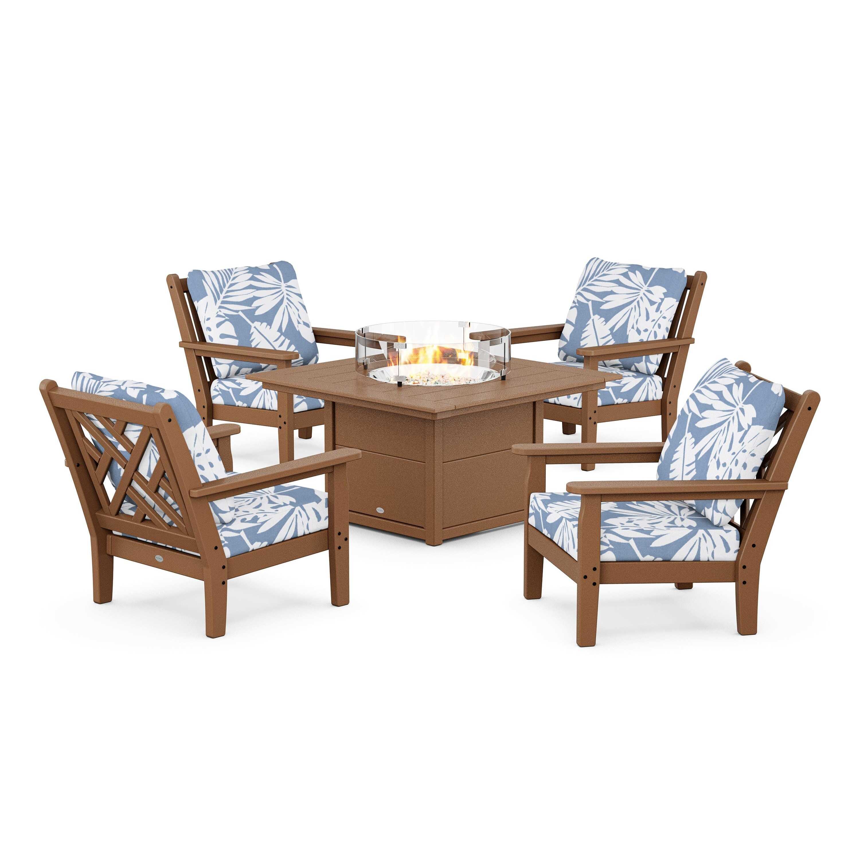 Chippendale 5-Piece Deep Seating Set with Fire Pit Table