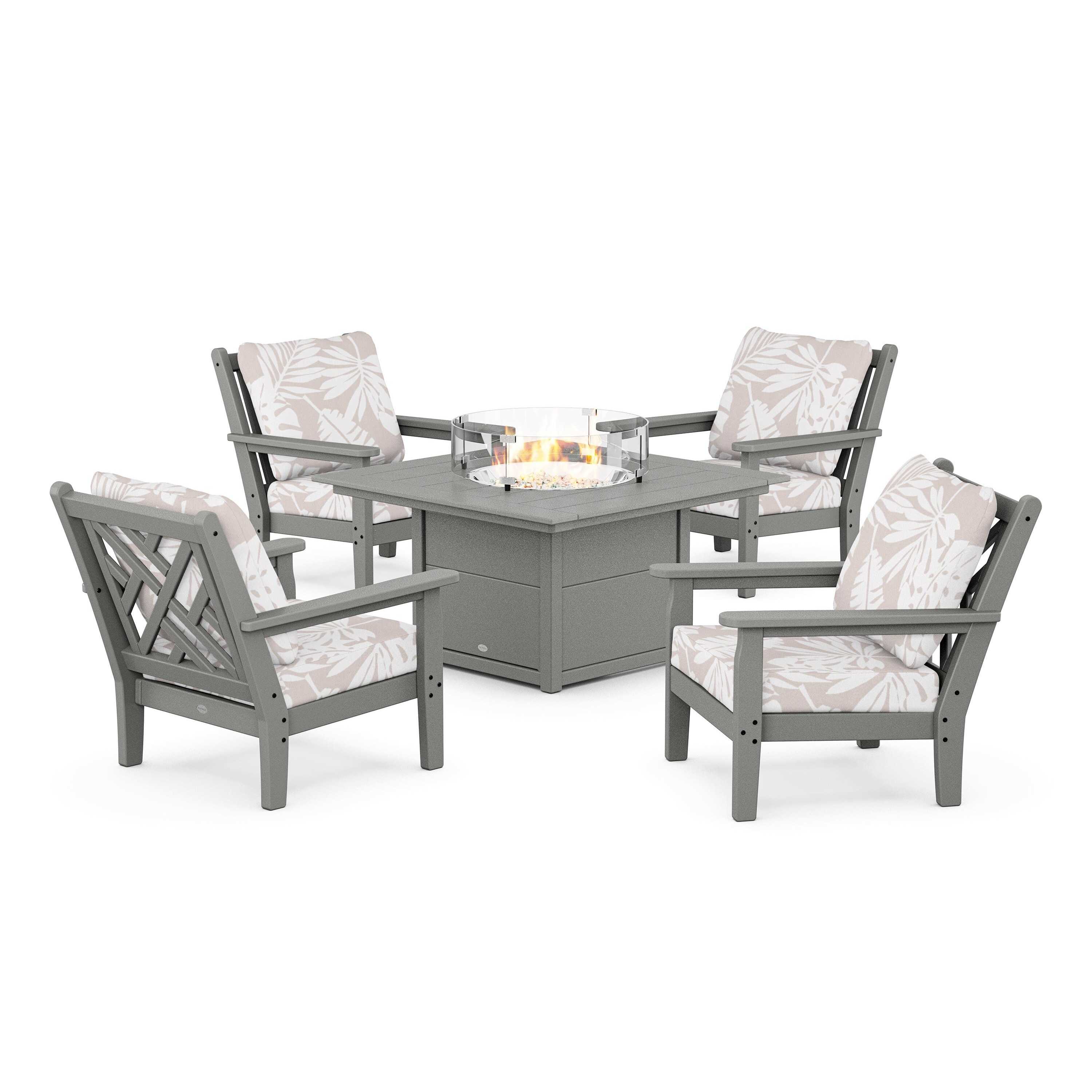 Chippendale 5-Piece Deep Seating Set with Fire Pit Table