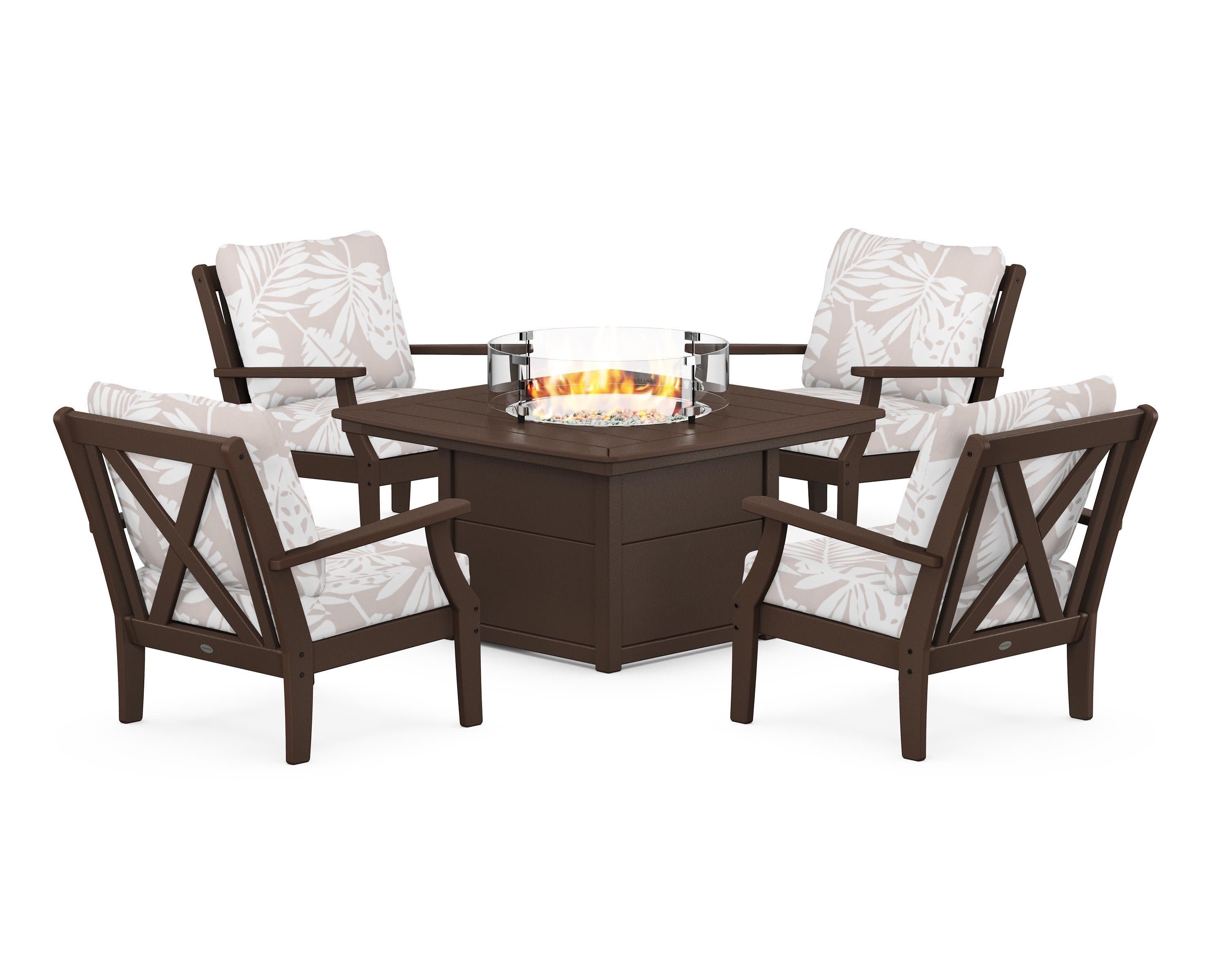 Braxton 5-Piece Deep Seating Conversation Set with Fire Pit Table