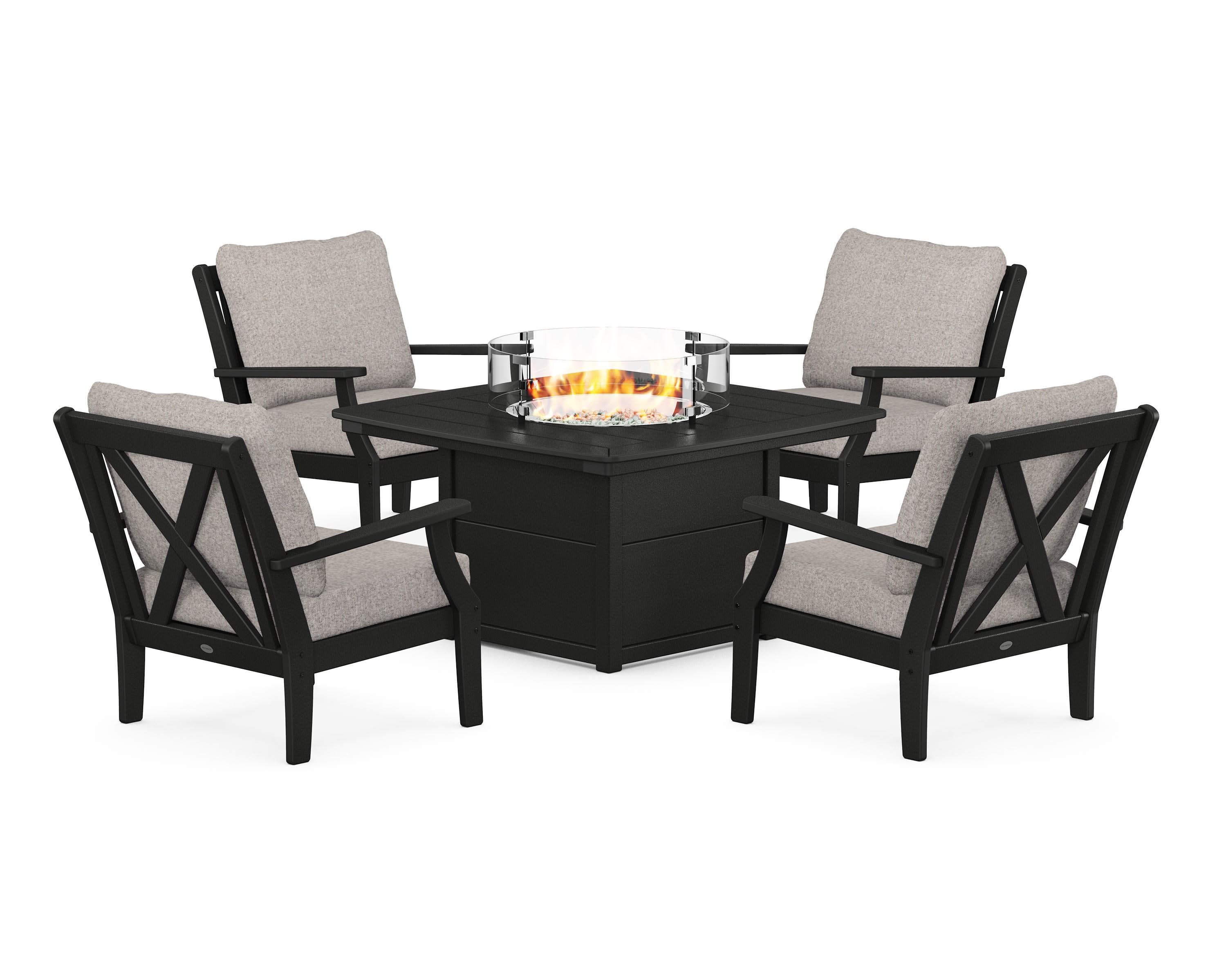 Braxton 5-Piece Deep Seating Conversation Set with Fire Pit Table