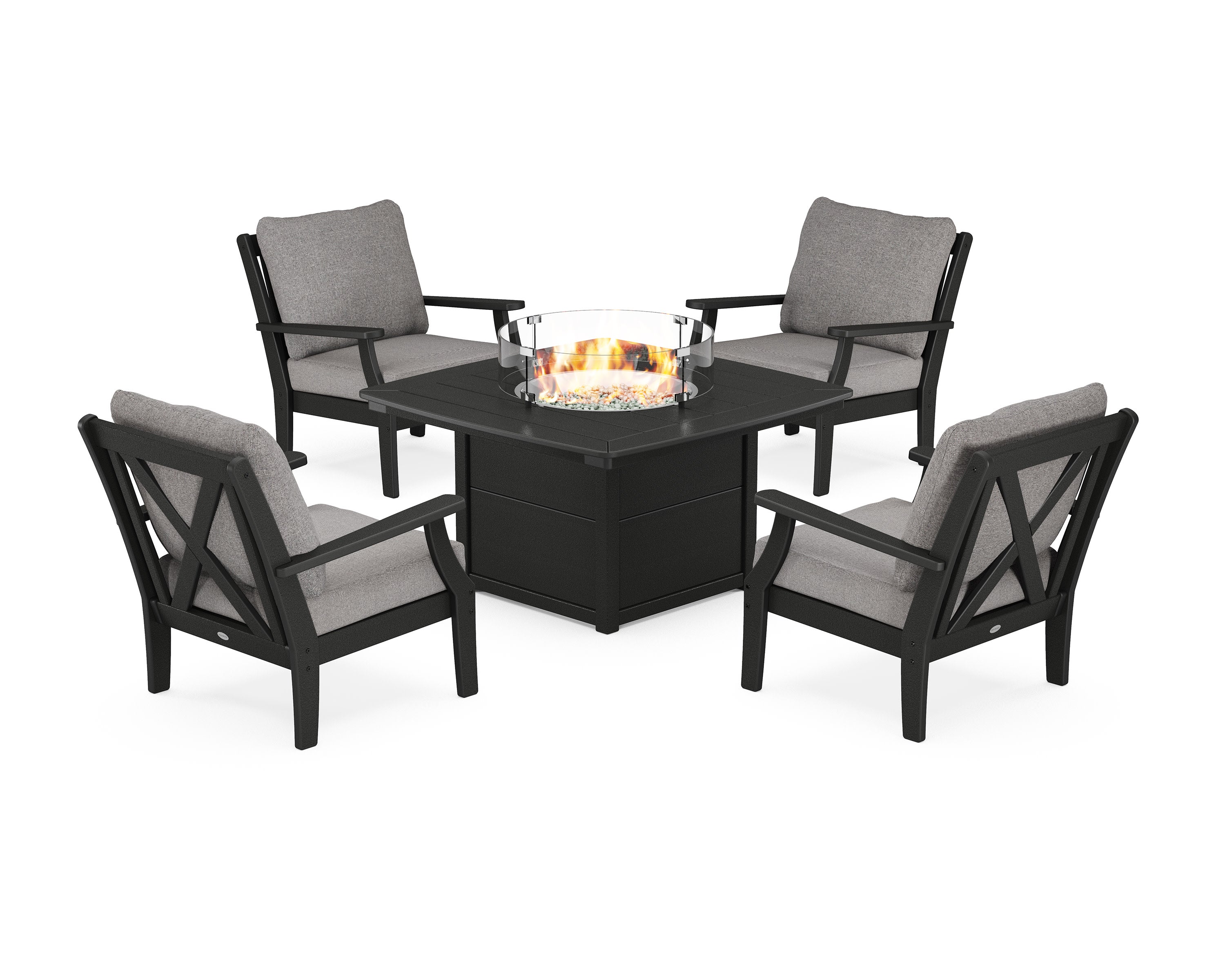 Braxton 5-Piece Deep Seating Conversation Set with Fire Pit Table