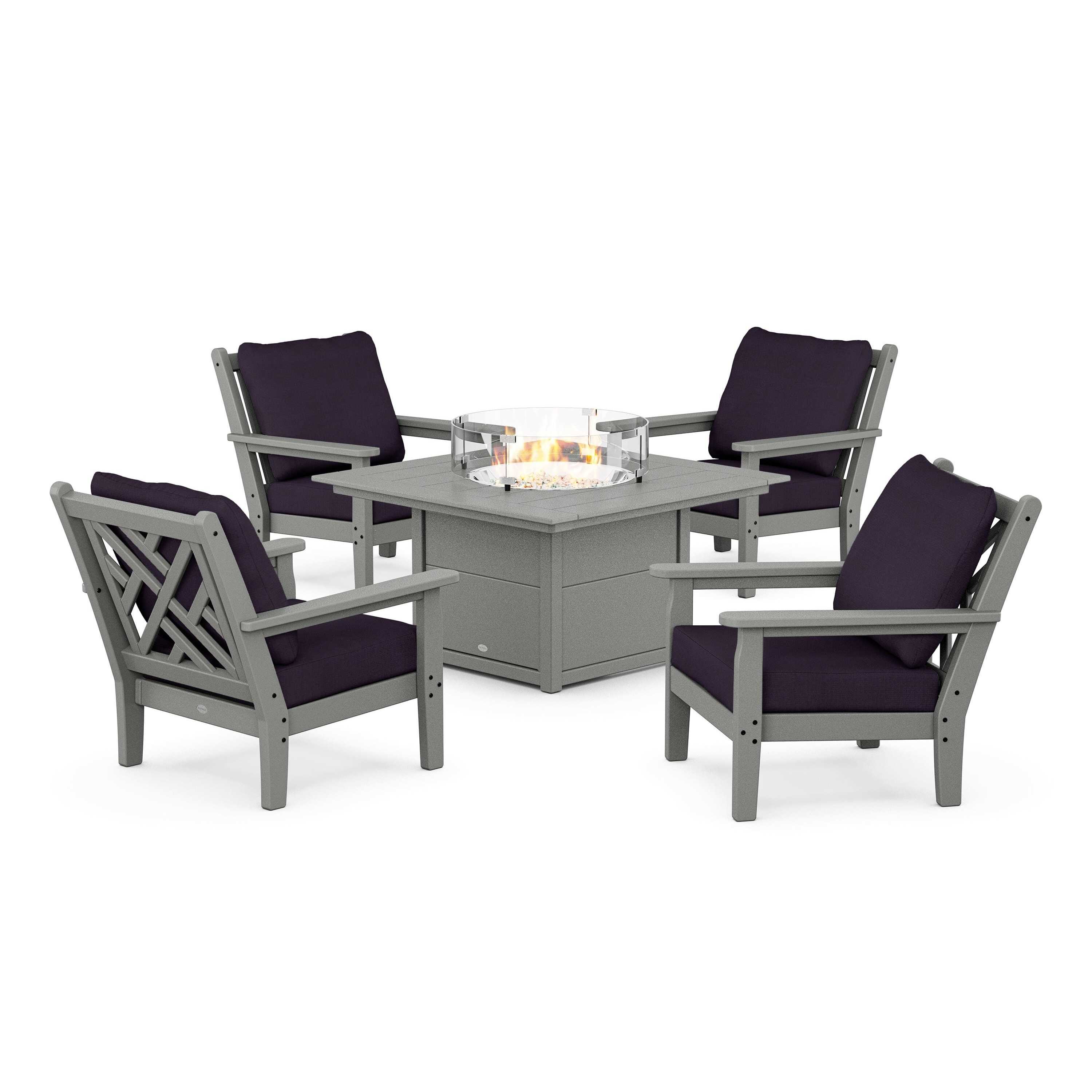 Chippendale 5-Piece Deep Seating Set with Fire Pit Table