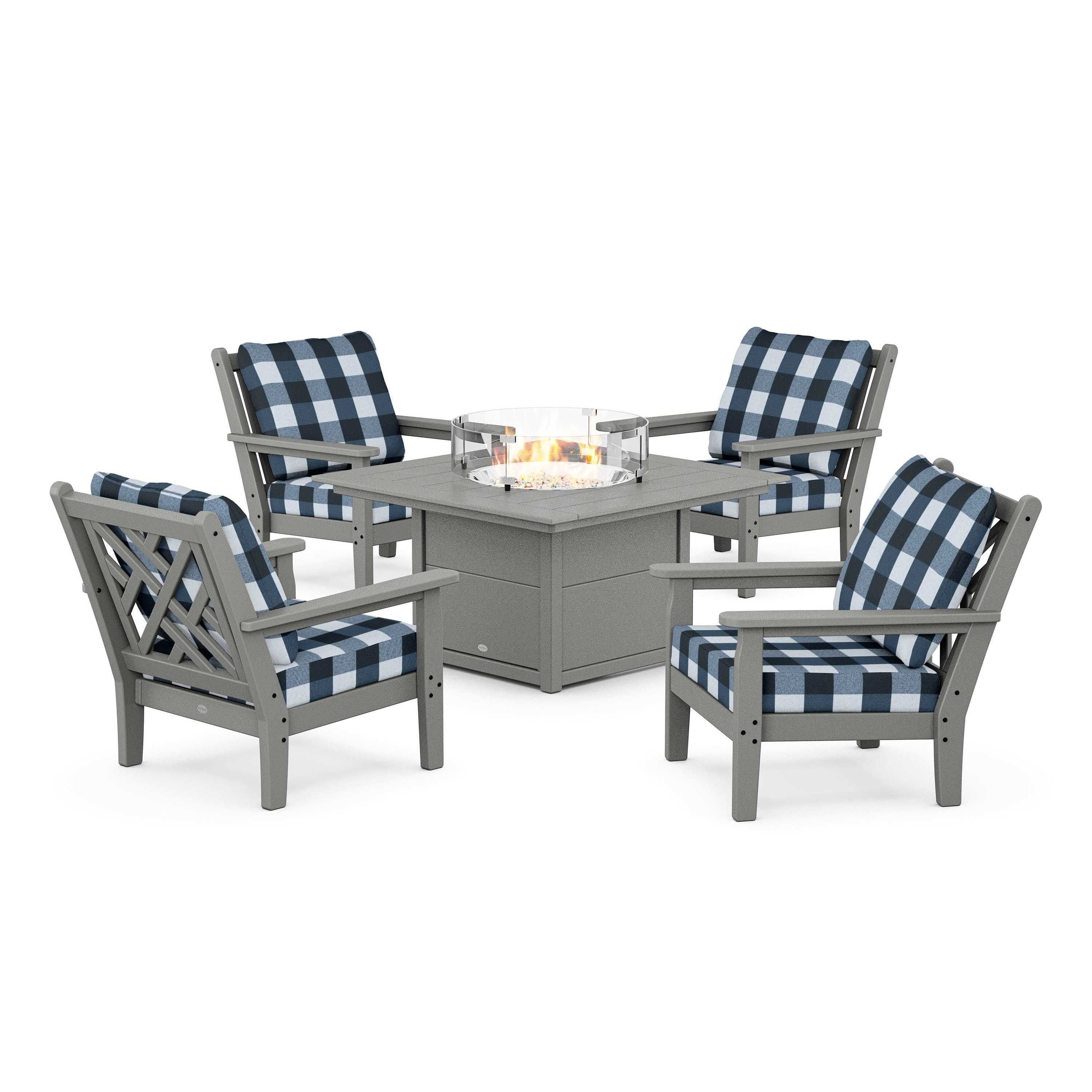 Chippendale 5-Piece Deep Seating Set with Fire Pit Table