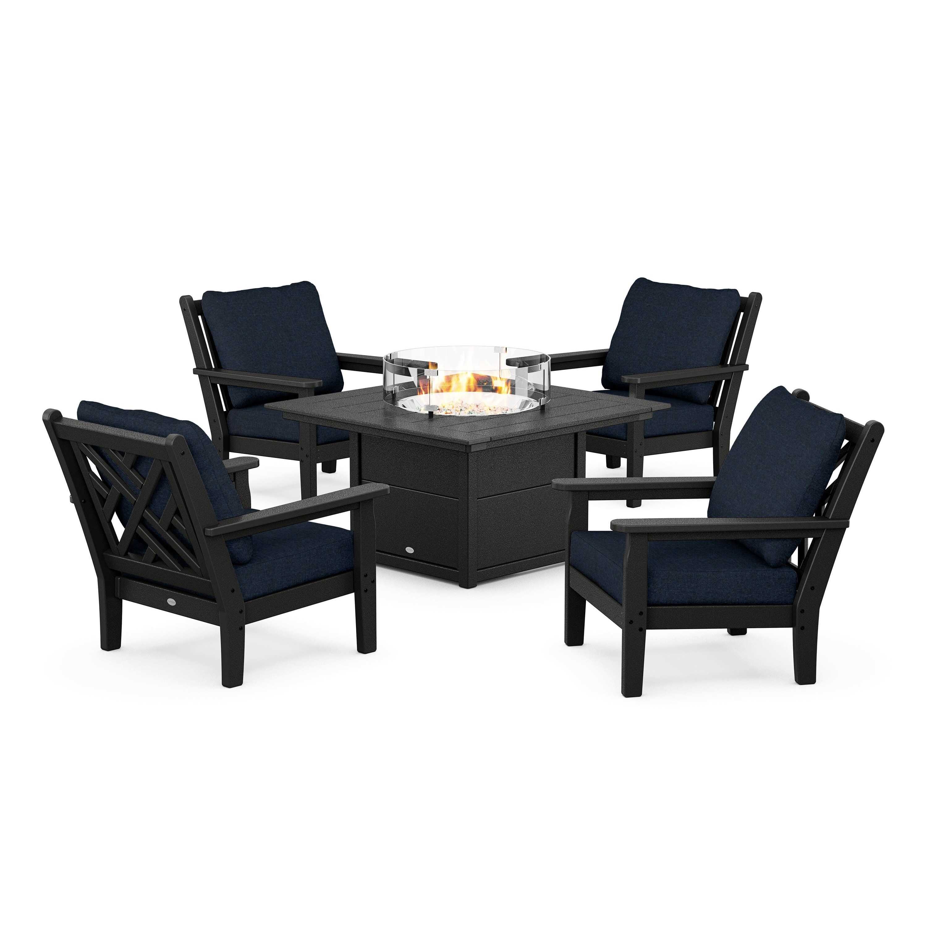 Chippendale 5-Piece Deep Seating Set with Fire Pit Table