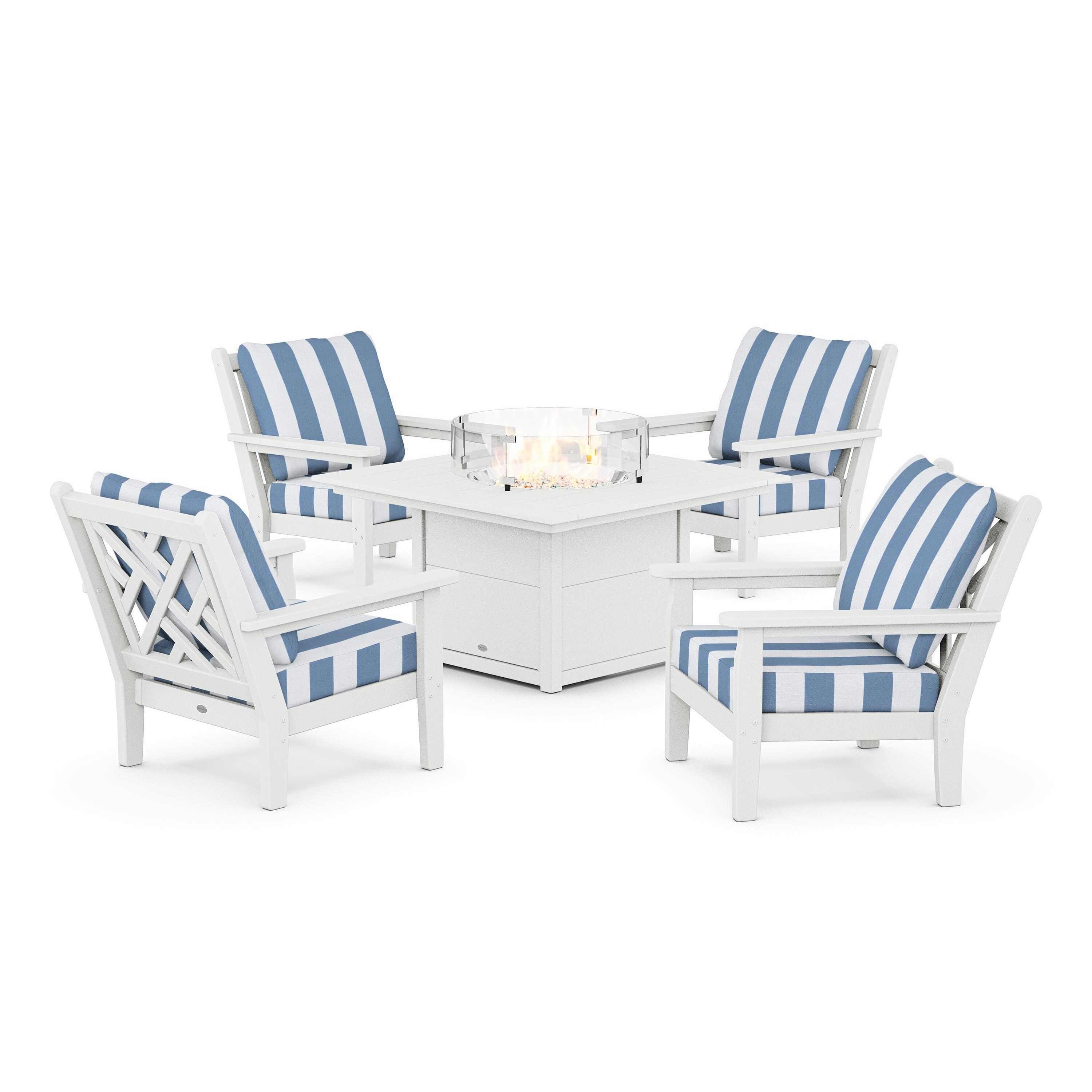 Chippendale 5-Piece Deep Seating Set with Fire Pit Table