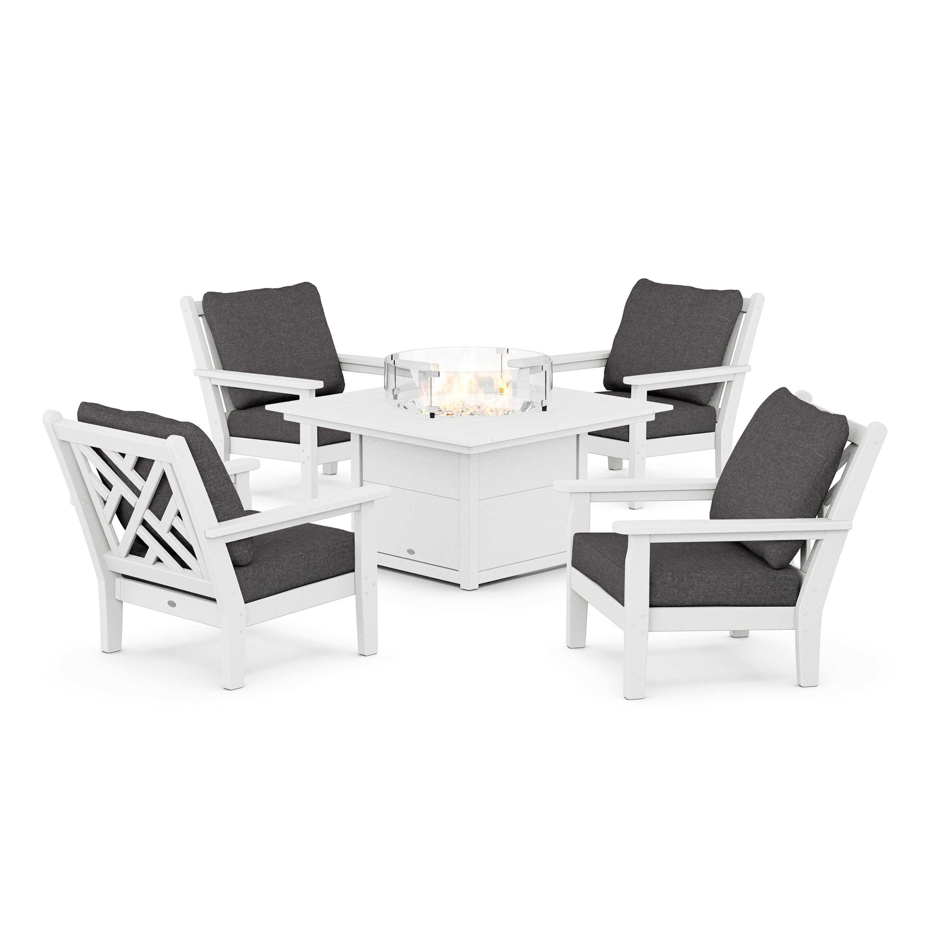 Chippendale 5-Piece Deep Seating Set with Fire Pit Table