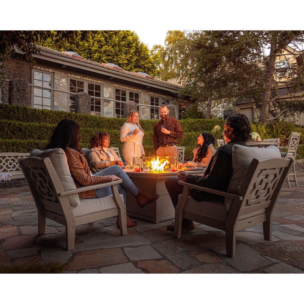 Chinoiserie 5-Piece Deep Seating Set with Fire Pit Table