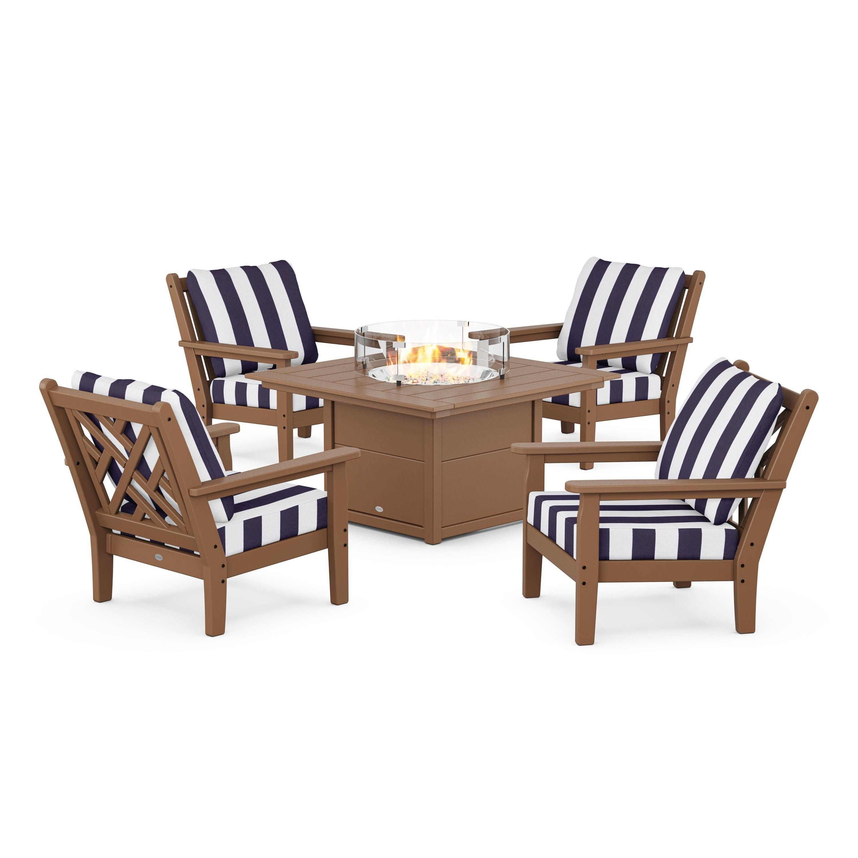 Chippendale 5-Piece Deep Seating Set with Fire Pit Table