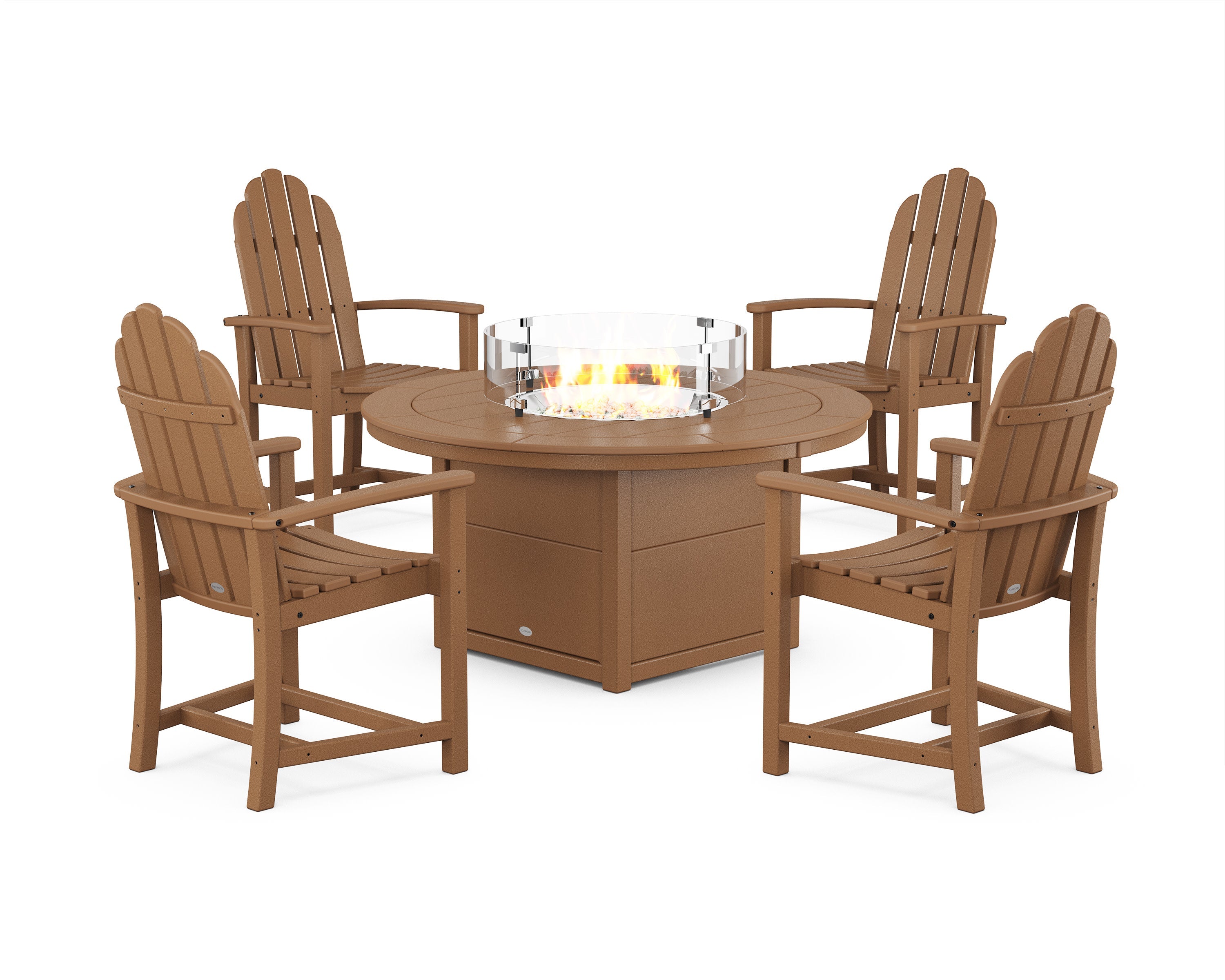 Classic 4-Piece Upright Adirondack Conversation Set with Fire Pit Table