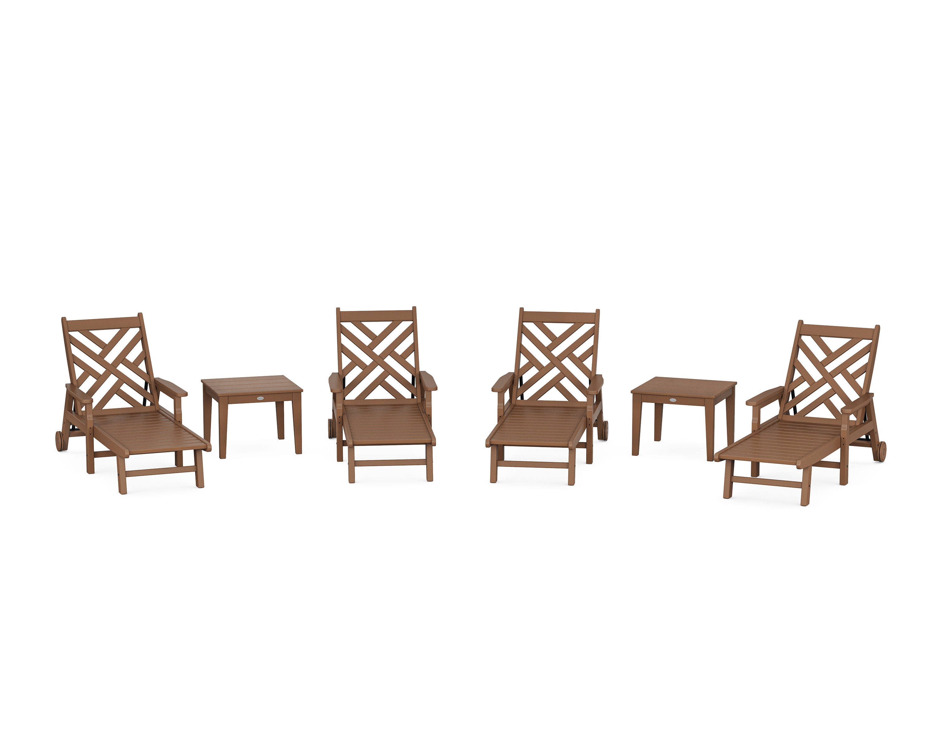Chippendale 6-Piece Chaise Set with Arms and Wheels