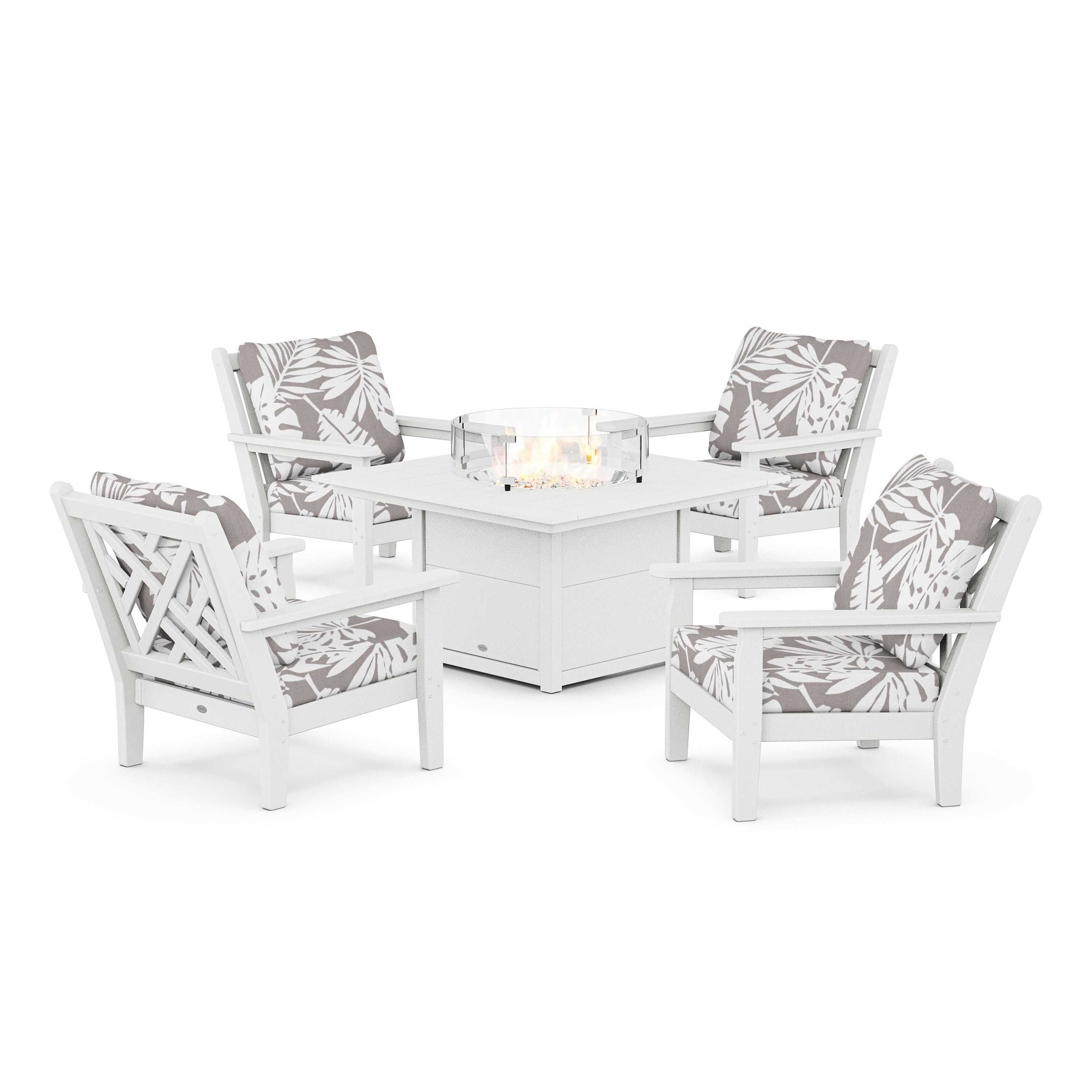 Chippendale 5-Piece Deep Seating Set with Fire Pit Table