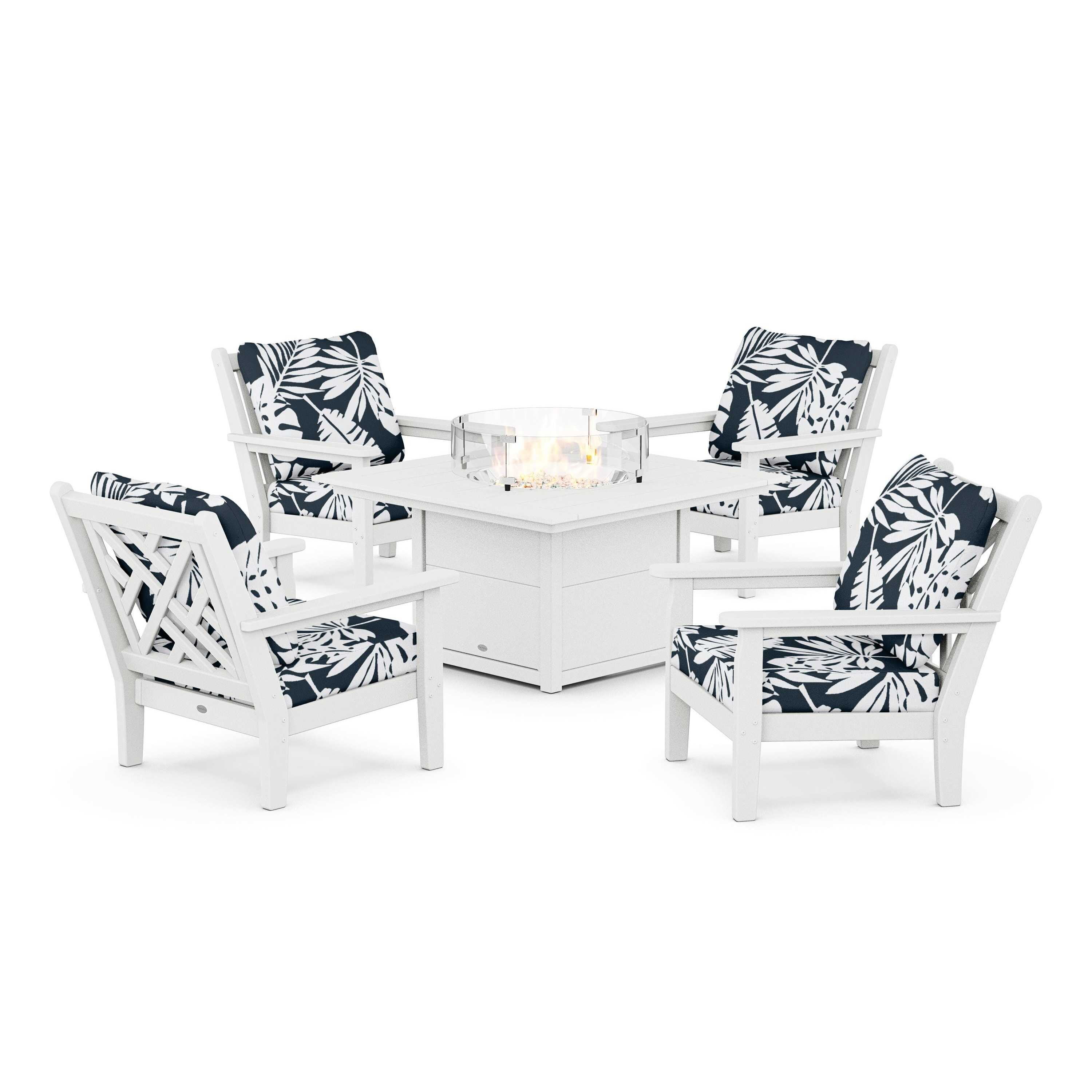 Chippendale 5-Piece Deep Seating Set with Fire Pit Table