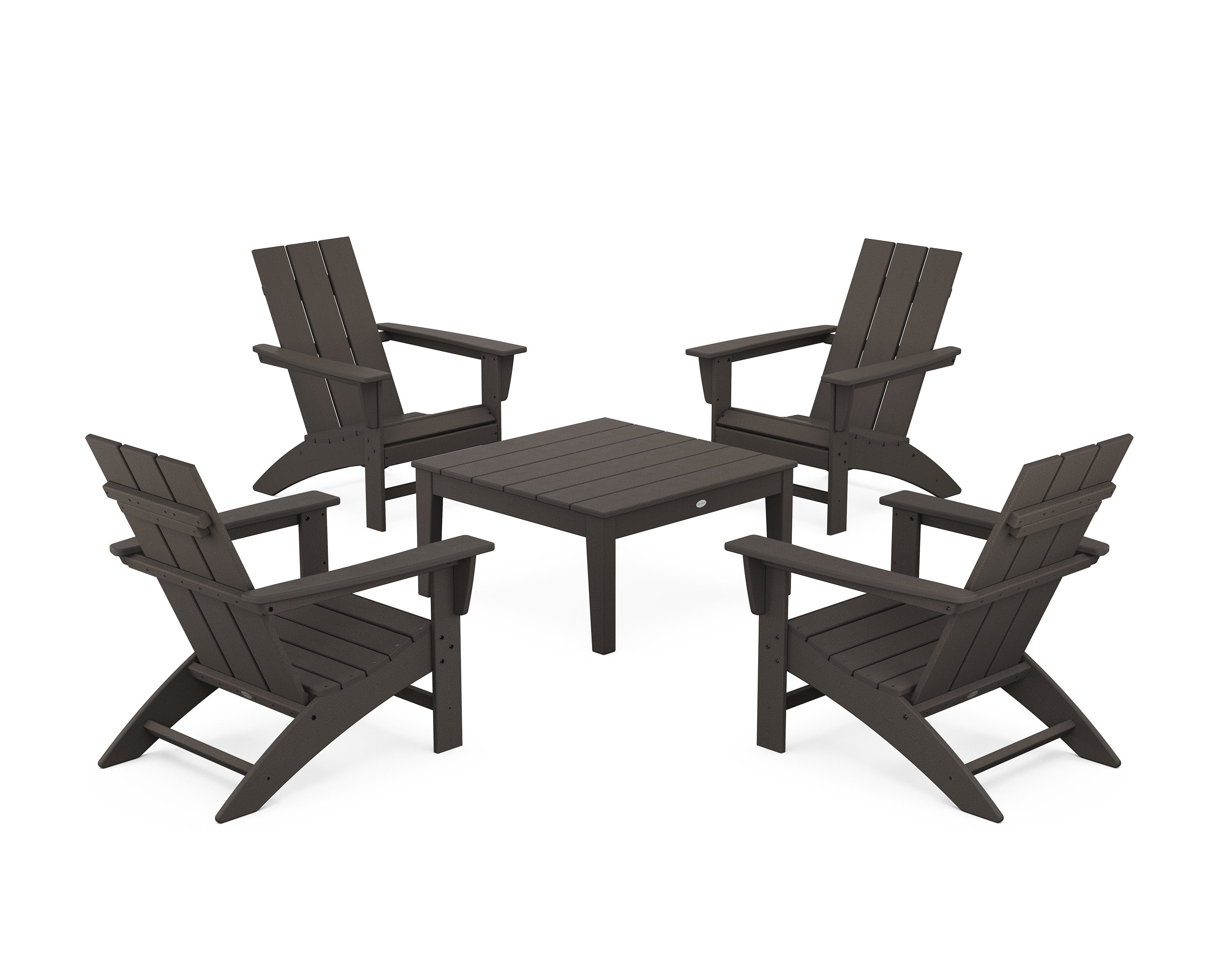 5-Piece Modern Adirondack Chair Conversation Set with 36" Conversation Table