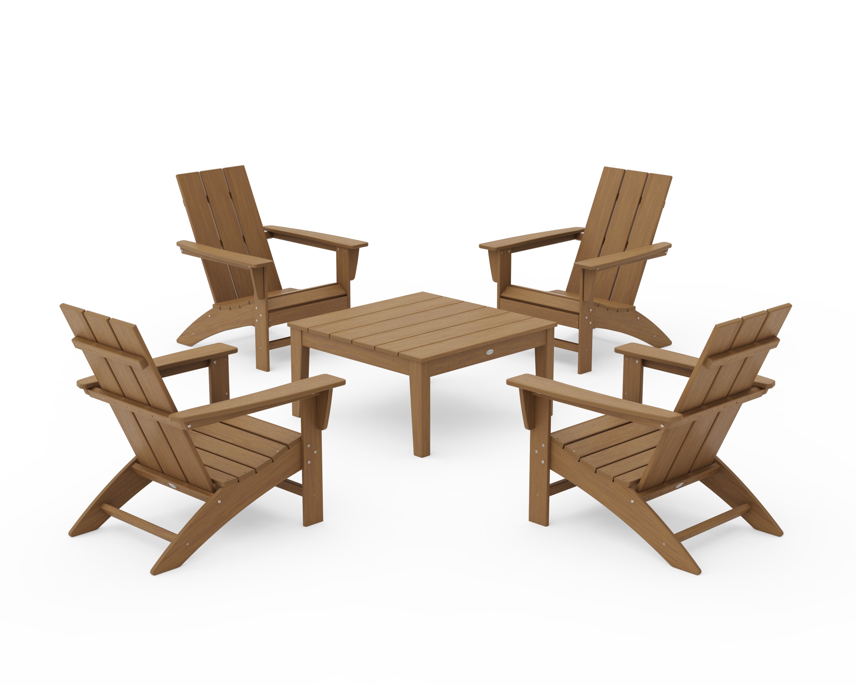 5-Piece Modern Adirondack Chair Conversation Set with 36" Conversation Table