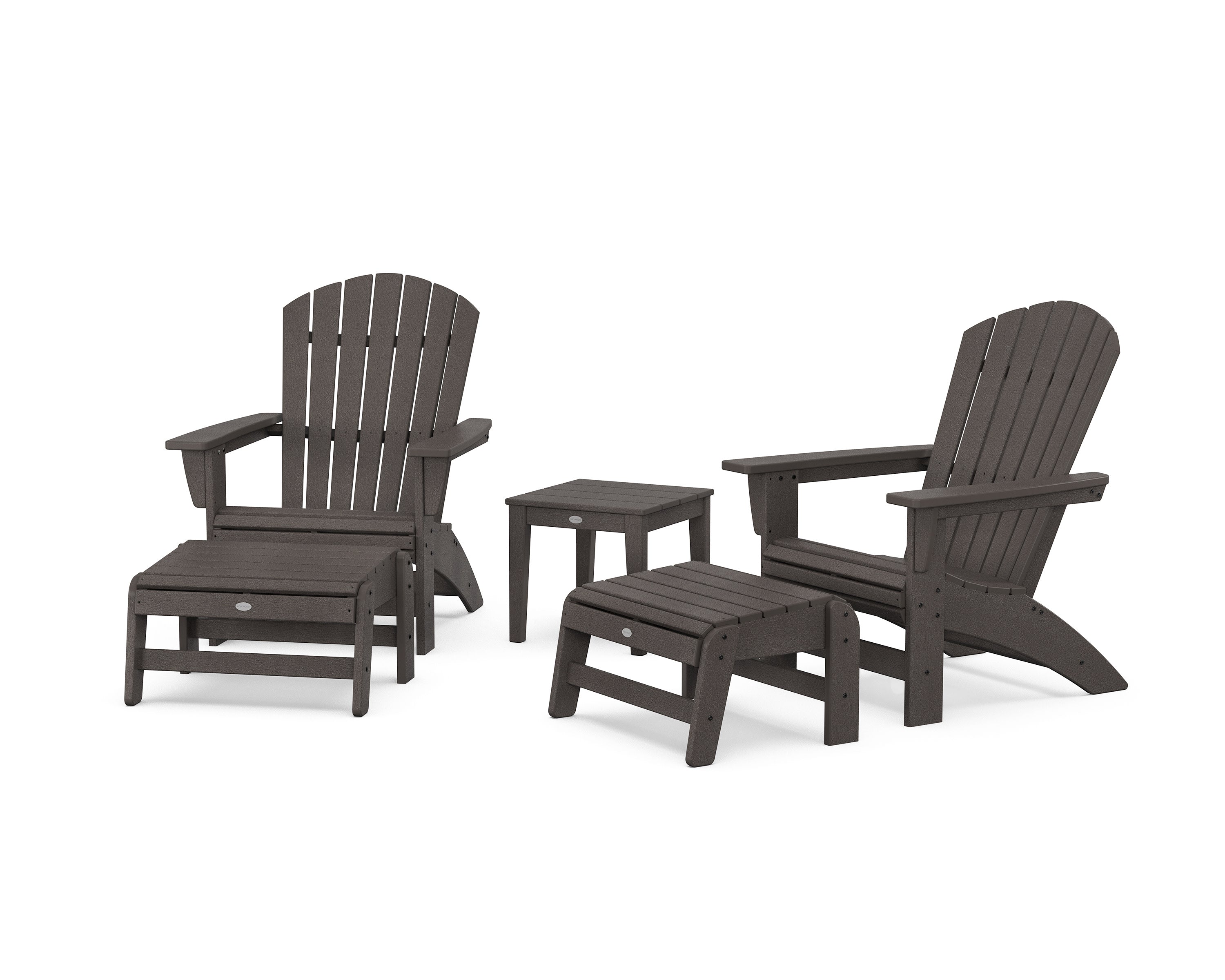 5-Piece Nautical Grand Adirondack Set with Ottomans and Side Table