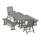 Nautical Highback 5-Piece Farmhouse Dining Set with Benches