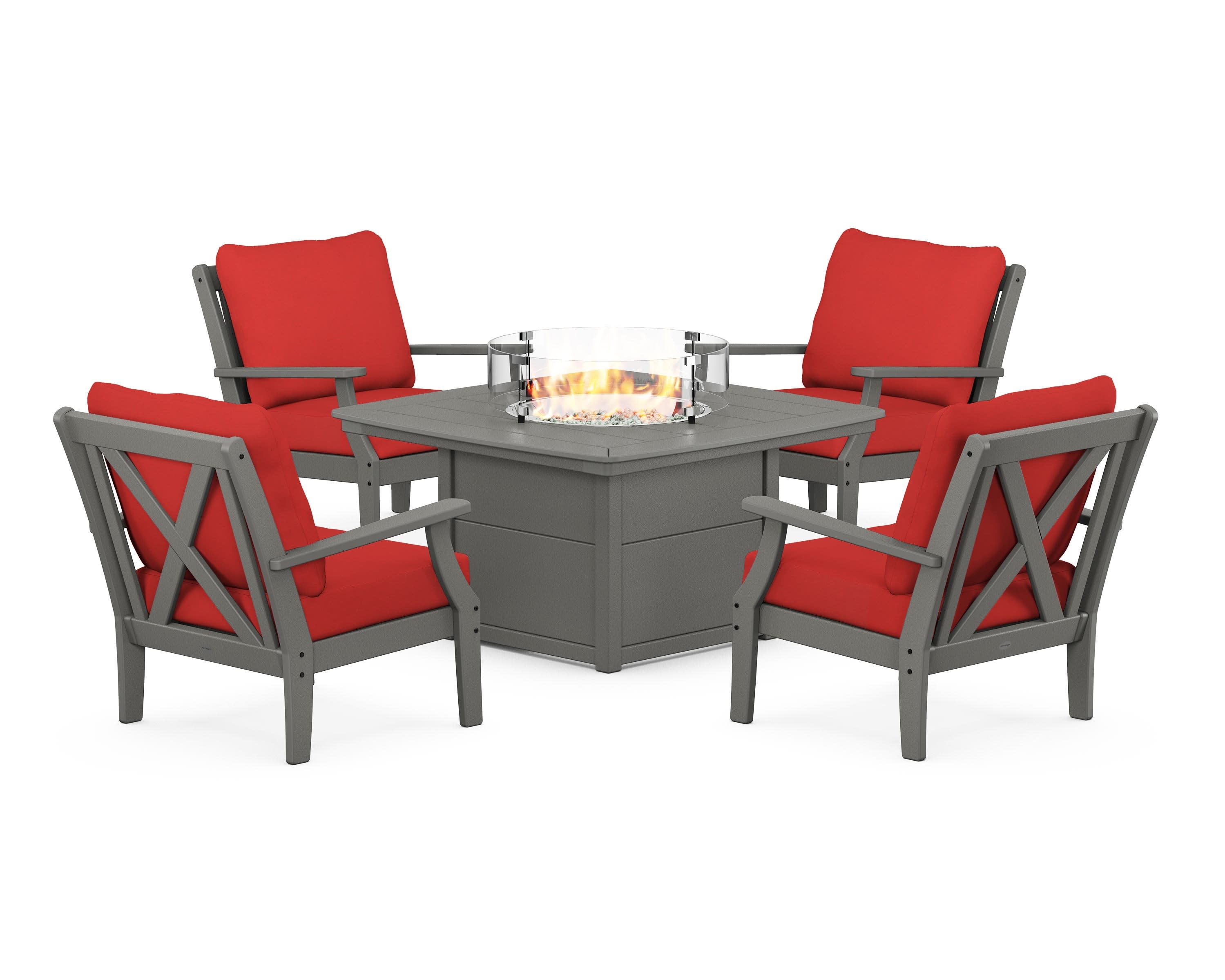 Braxton 5-Piece Deep Seating Conversation Set with Fire Pit Table