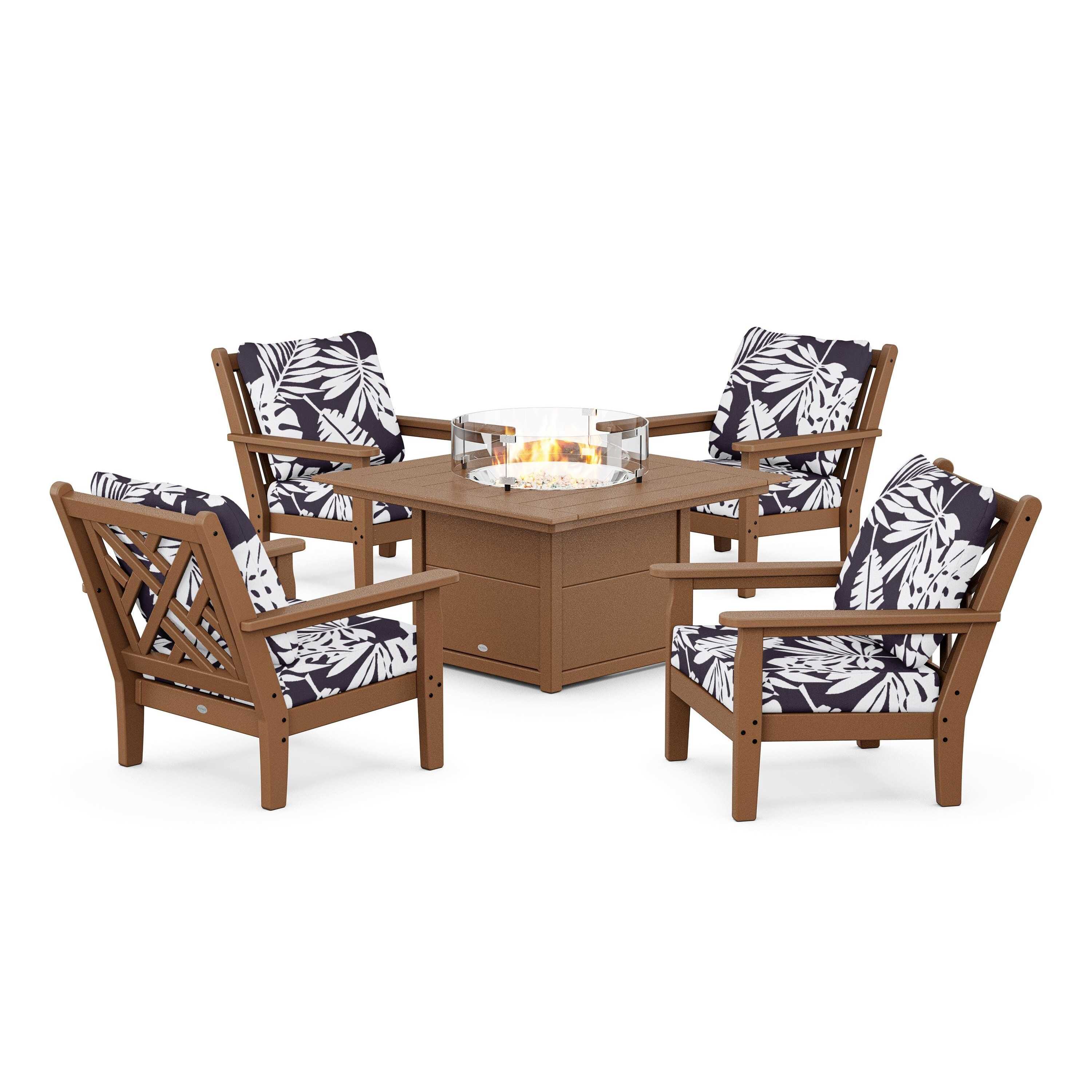 Chippendale 5-Piece Deep Seating Set with Fire Pit Table