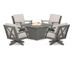 Braxton 5-Piece Deep Seating Swivel Conversation Set with Fire Pit Table